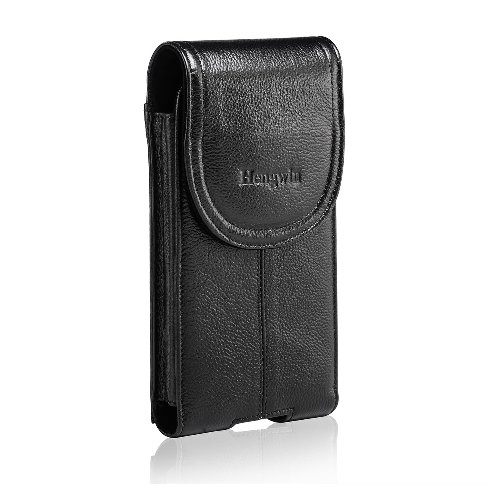 Hengwin Genuine Leather Cell Phone Holster For Belt Men, Vertical Phone Holder Belt Pouch Fits For Iphone 15 Pro Max 14 Pro Max