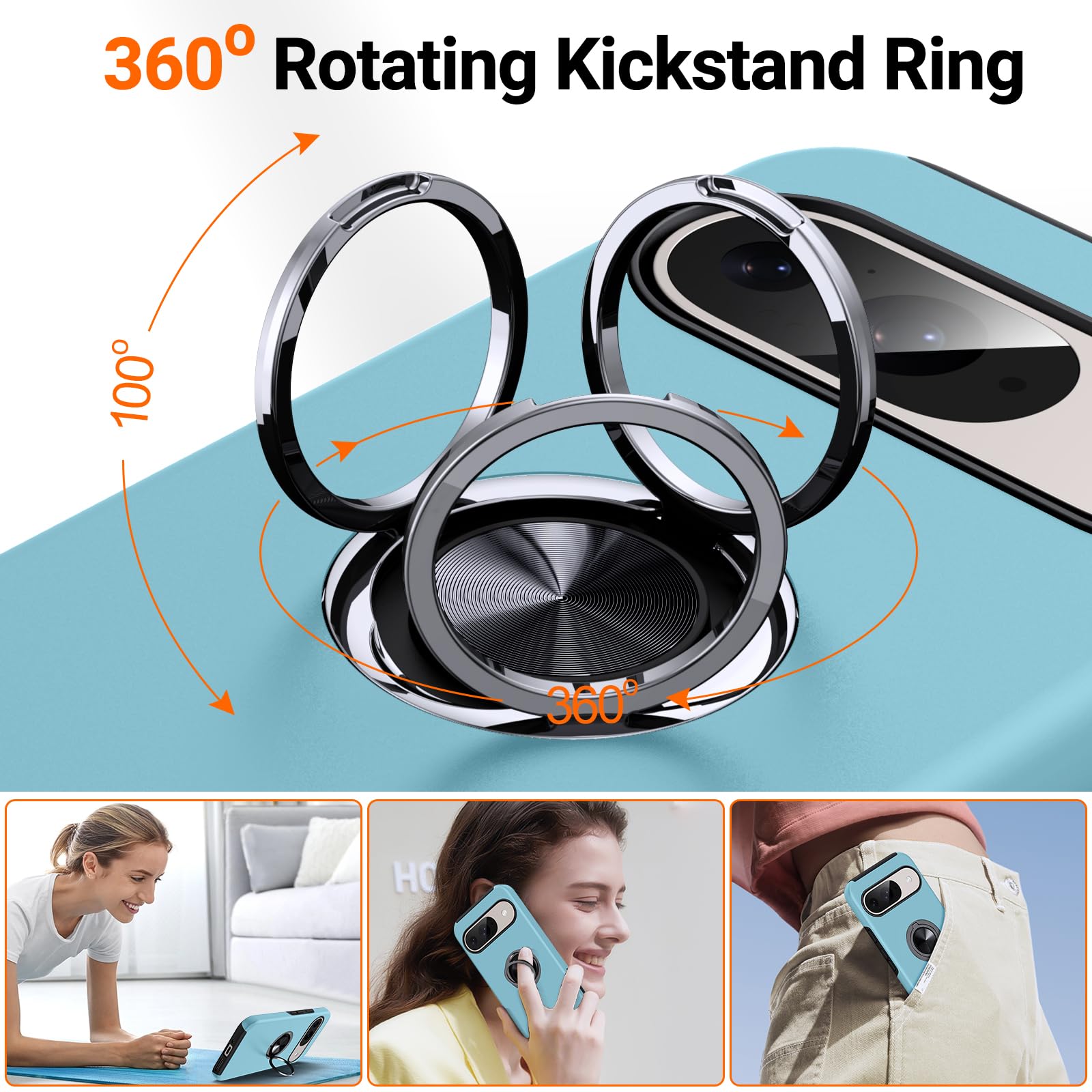 Jame For Google Pixel 9 Case/Google Pixel 9 Pro Case, Slim Fit Military Grade Shockproof Case For Pixel 9/9 Pro With Ring Holder