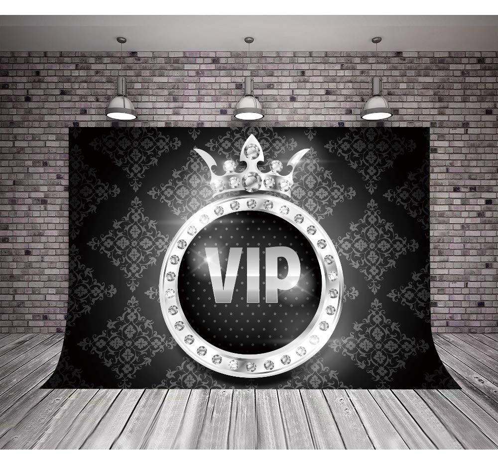 Mtmety Fantasy Silver Vip Crown Backdrop Sweet 16 Birthday Party Photography Background Props Vinyl Photography Video Backdrop (