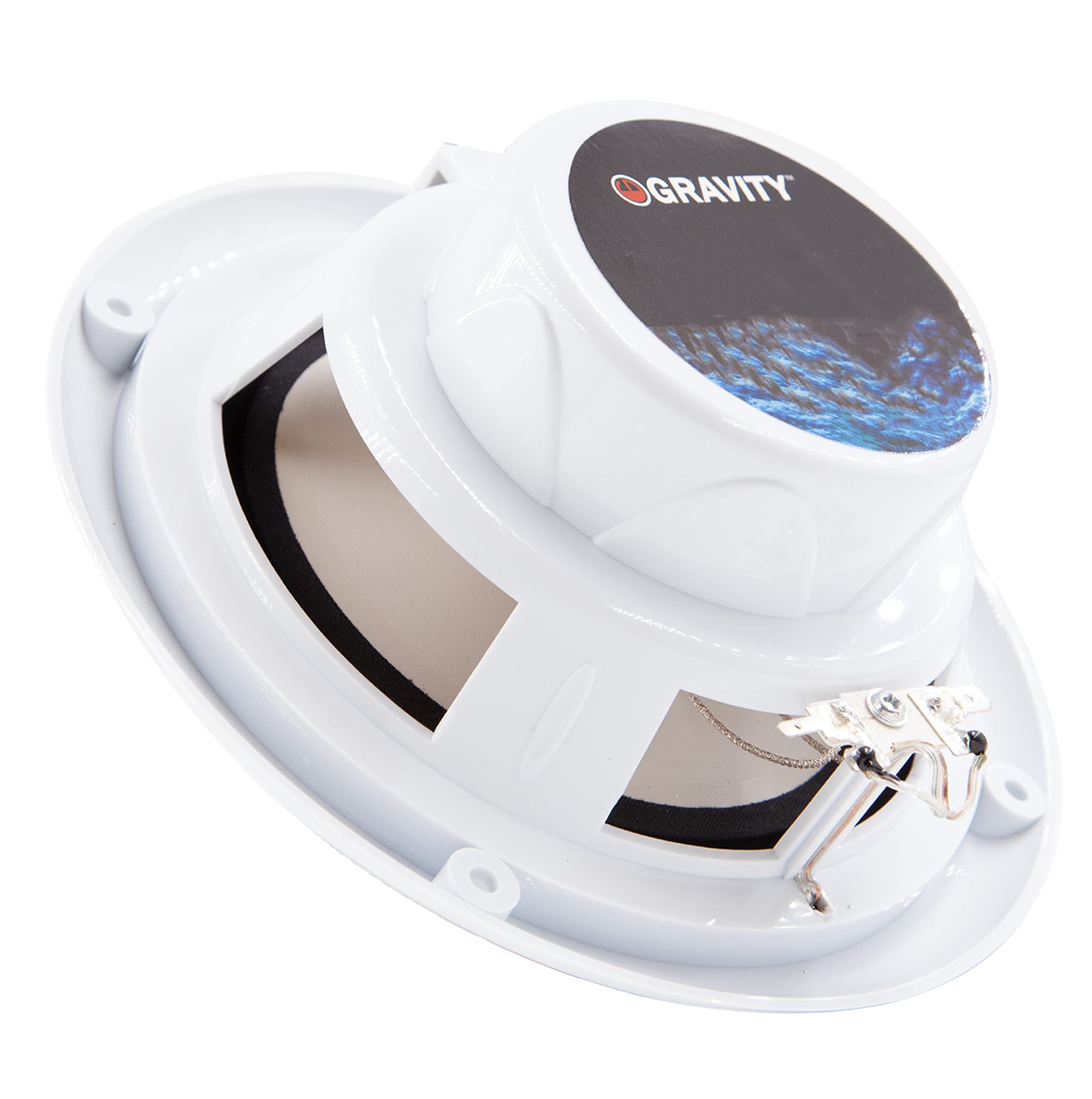 Gravity Marine Speakers   6.5 Inch 2 Way Waterproof And Weather Resistant Outdoor Audio Stereo Sound System With Led Lights, 350