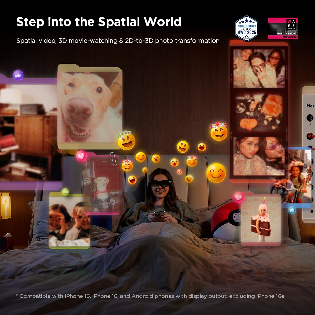 Rayneo Air 3S Ar/Xr Glasses, 201 120Hz Fhd Hueview Display, Portable Ar Video Eyewear Gaming Glasses For Iphone 16/15, Android,