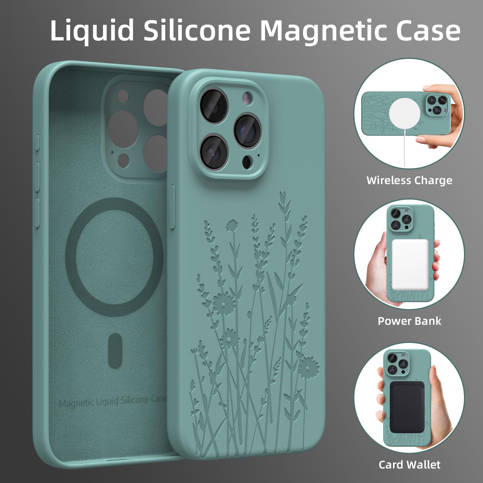 Oaoa Magnetic Case Compatible With Iphone 14 Pro Case, Compatible With Magsafe, Camera Protection, Cute And Durable Liquid Silic