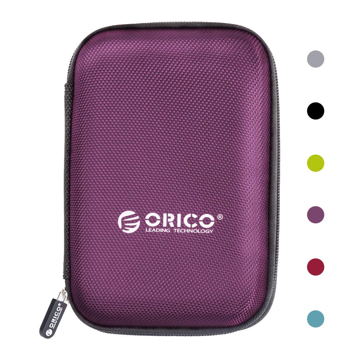 ORICO Hard Drive Case 2.5 inch External Drive Storage Carrying Bag Waterproof Shockproof with Inner Size 5.5x3.5x1.0inch for Organizing HDD and Electronic Accessories, Purple(PHD 25)