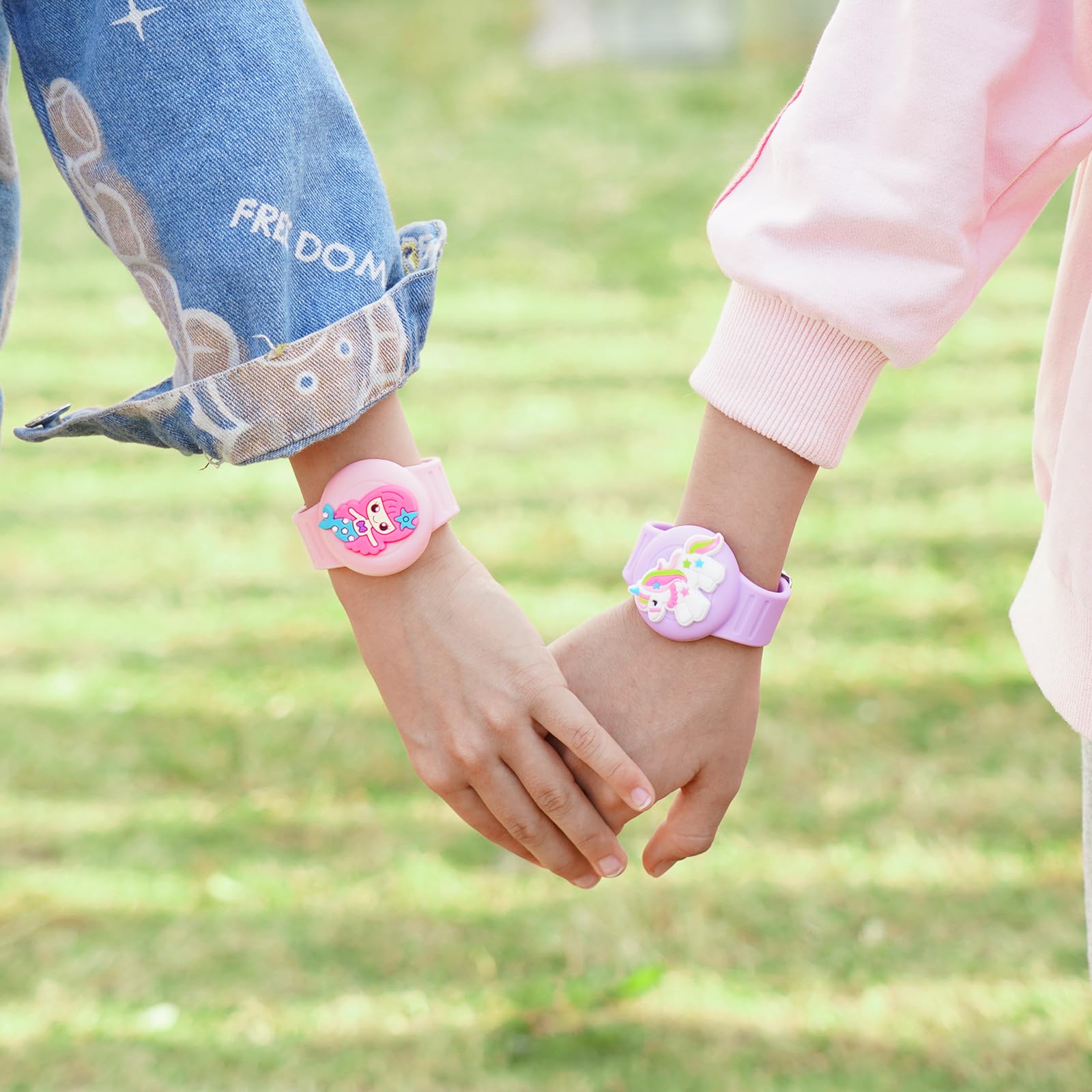 Xeewen 2 Pack Kids Watch Holder For Airtag - Waterproof Wristband Bracelet Cover - Mermaid Unicorn Design