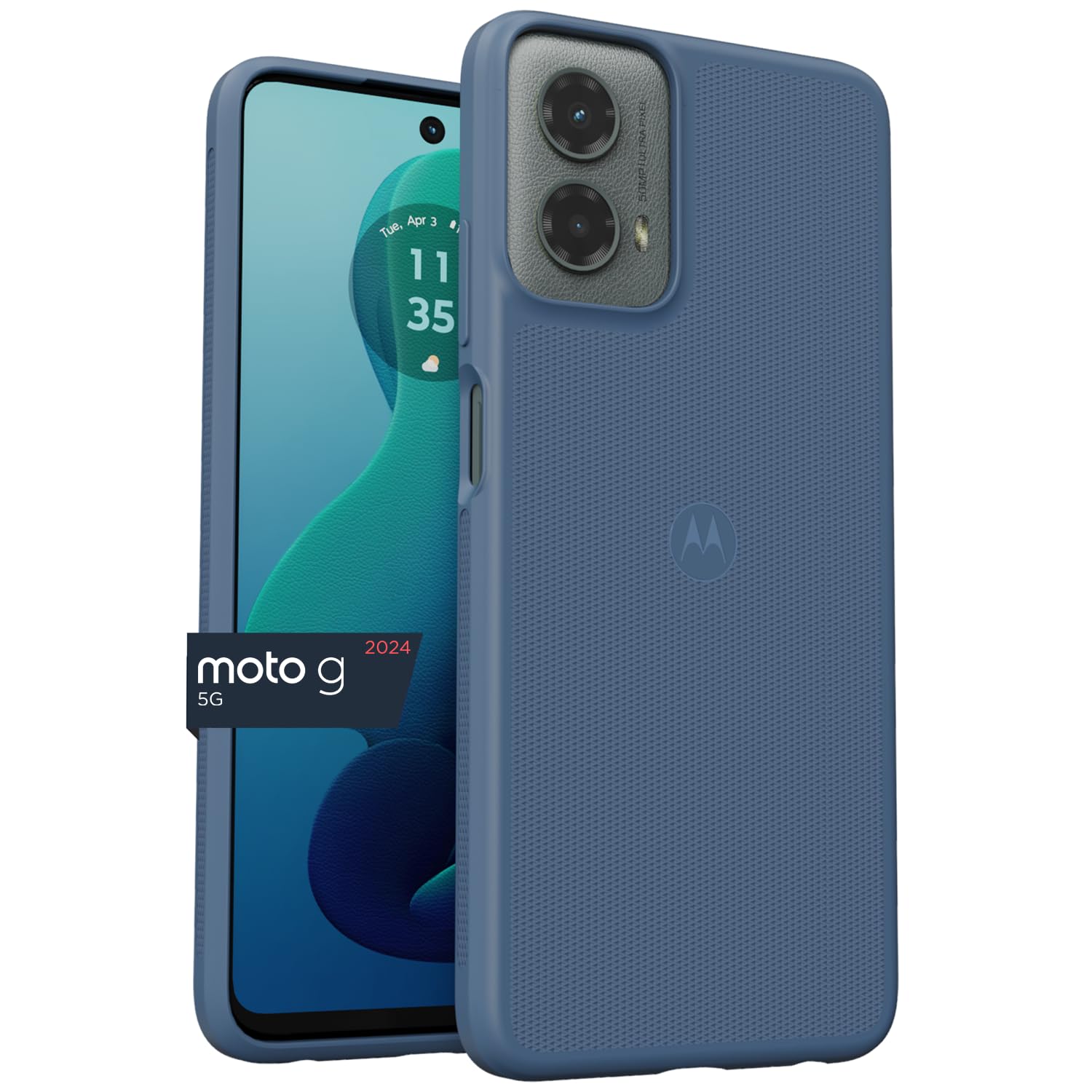 Motorola Moto G 5G (2024) Textured Protective Case  Dusk Blue   Precision Fit Shock Absorbing Cases For Enhanced Phone Grip, Sty