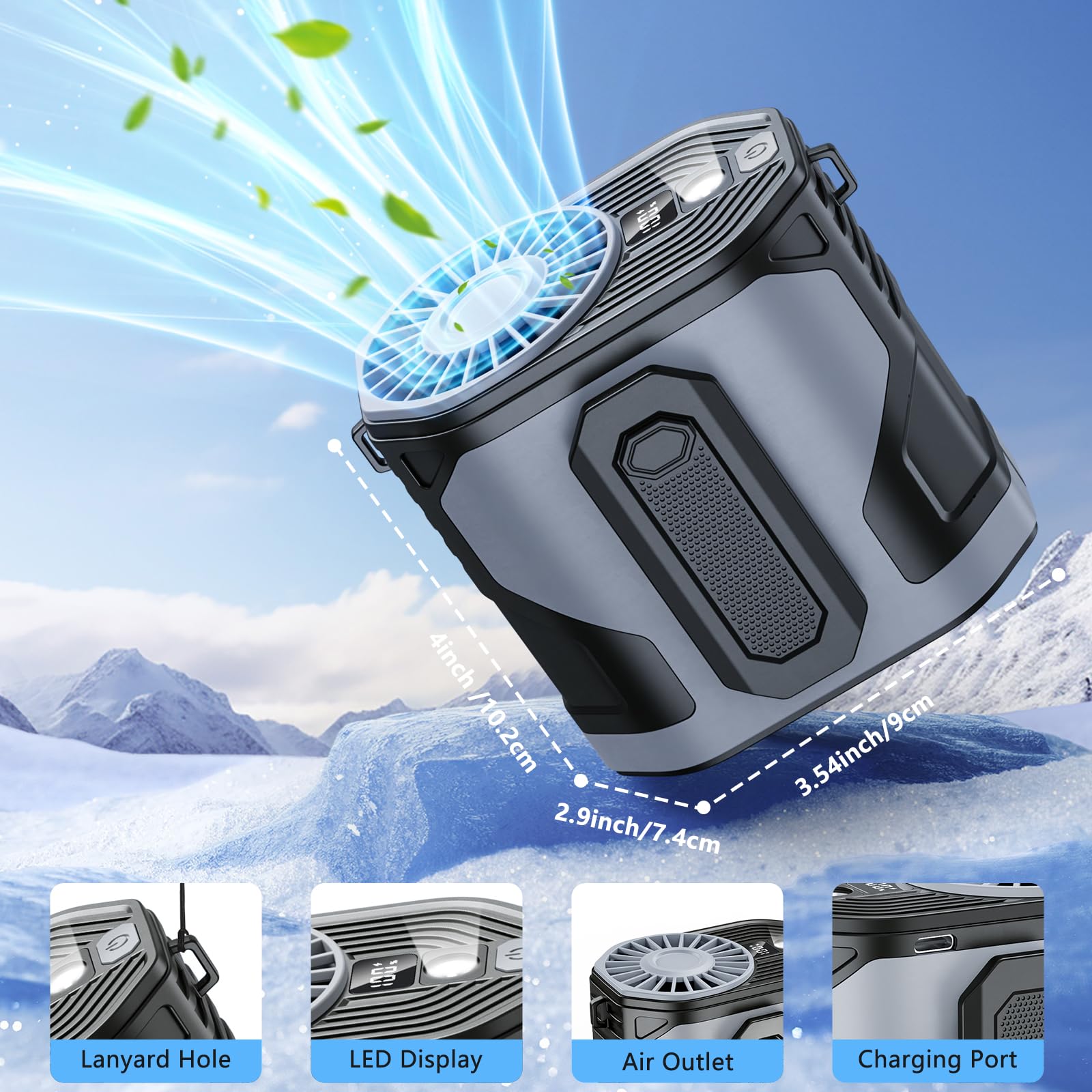 Dreamy Cubby Portable Waist Fan, Wearable Belt Fan 10 Speeds Powerful Airflow, Hands-Freehanging Neck Fan Rechargeablewith Up To