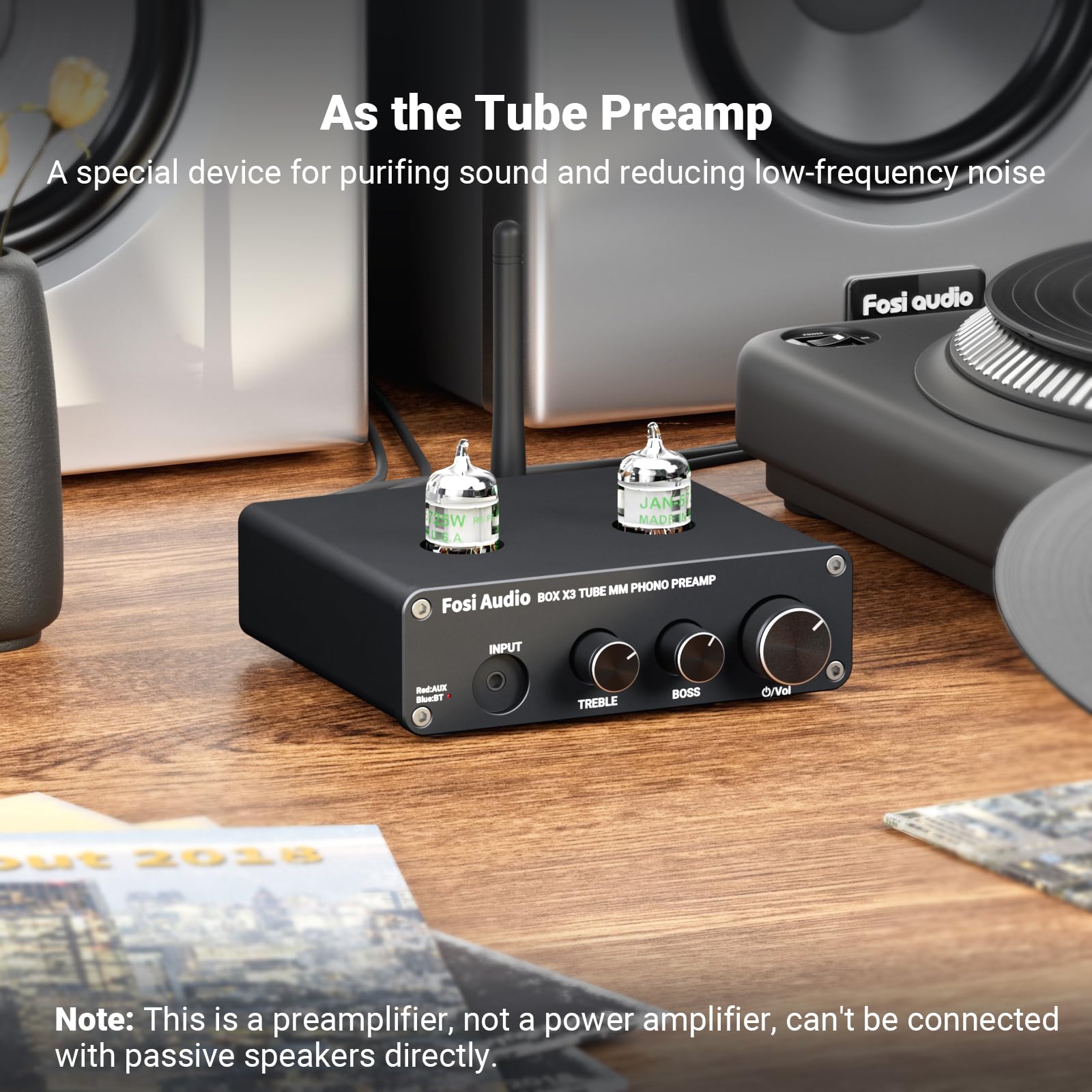 Fosi Audio Box X3 Bluetooth 5.0 Phono Preamp Turntable Preamplifier 5654W Tube For Mm Phonograph Mini Stereo Hi Fi Pre Amplifier