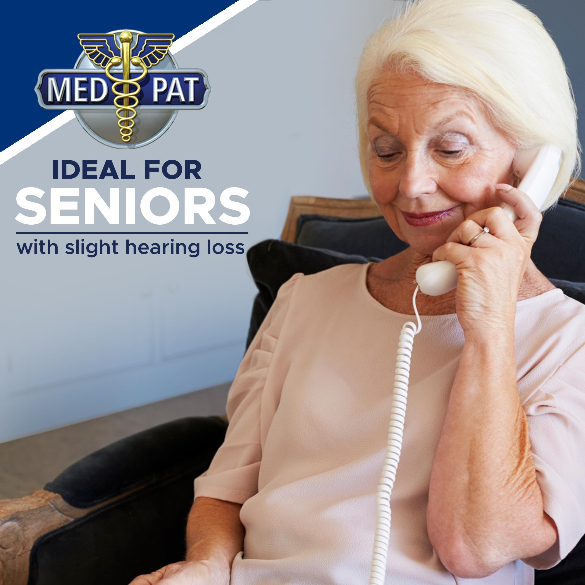 Med Pat Xl88Q   Easy To Use One Piece Telephone With Ring/In Use Light Indicator, Extra Loud Extra Clear Volume Boost, For Busy Settings, Elderly & Teenagers, Corded Landline Telephone, Pack Of 1