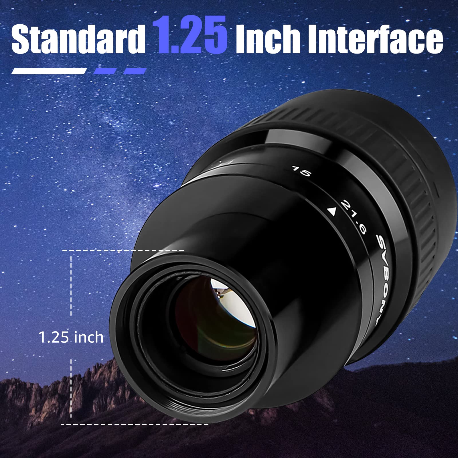 SVBONY SV191 7.2-21.6mm Zoom Telescope Eyepiece 1.25 Inch Black