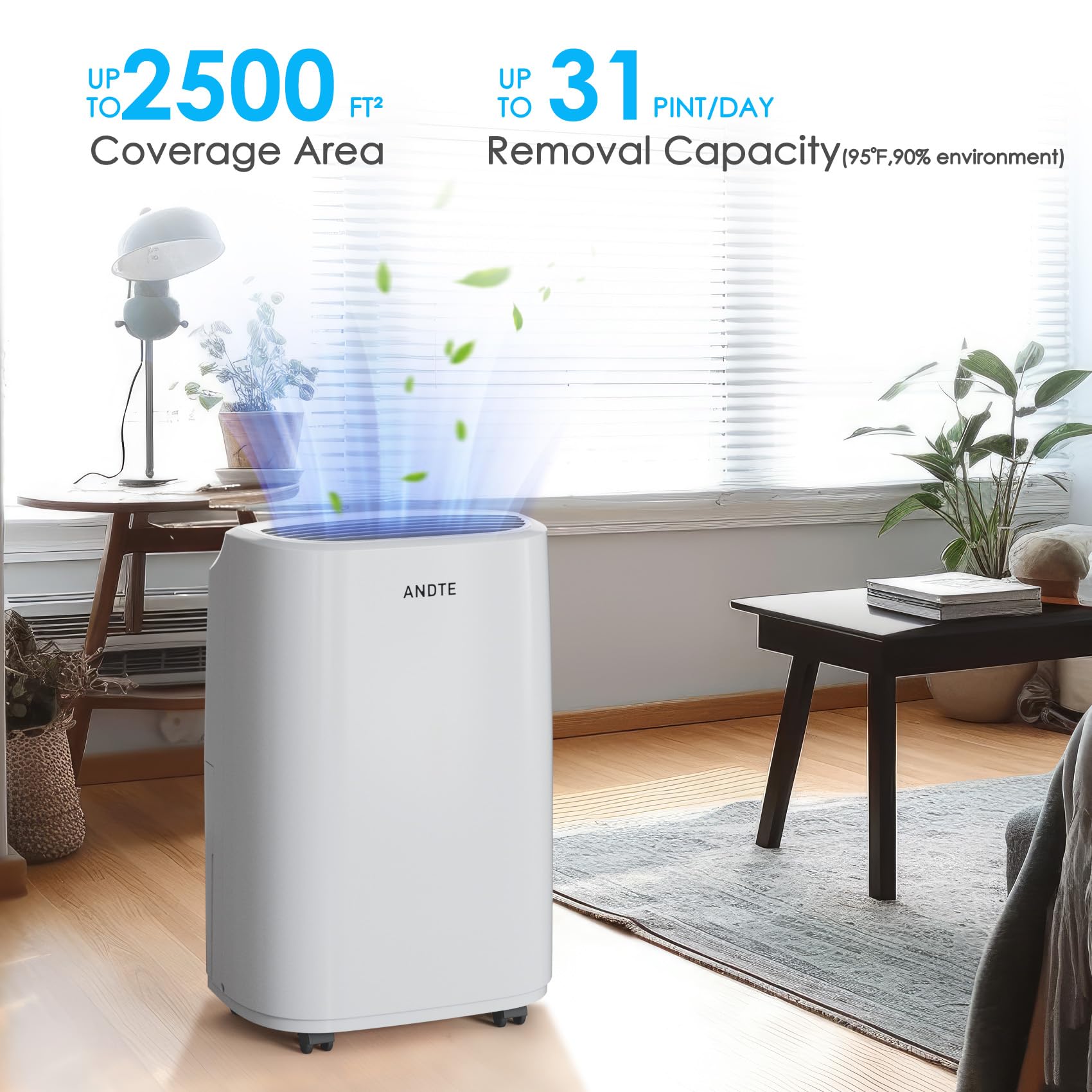 2500 Sq.Ft Dehumidifier For Home Basement And Large Room, Upgraded 34 Pints Dehumidifiers With Drain Hose & 0.528 Gallon Water T