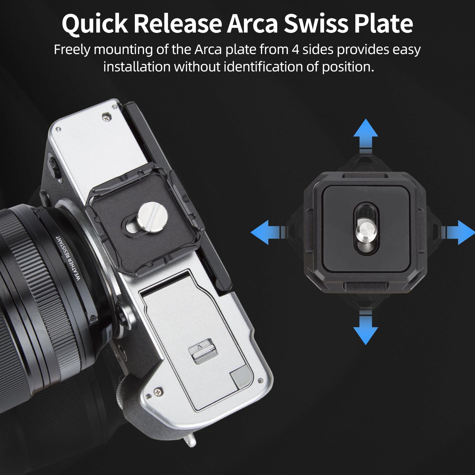 Nitze Camera Clip, Aluminum Capture Clip, With Arca Type Plate, Compatible With Belt, Backpack Strap And Cameras, Max Payload 66 Lb   N58A