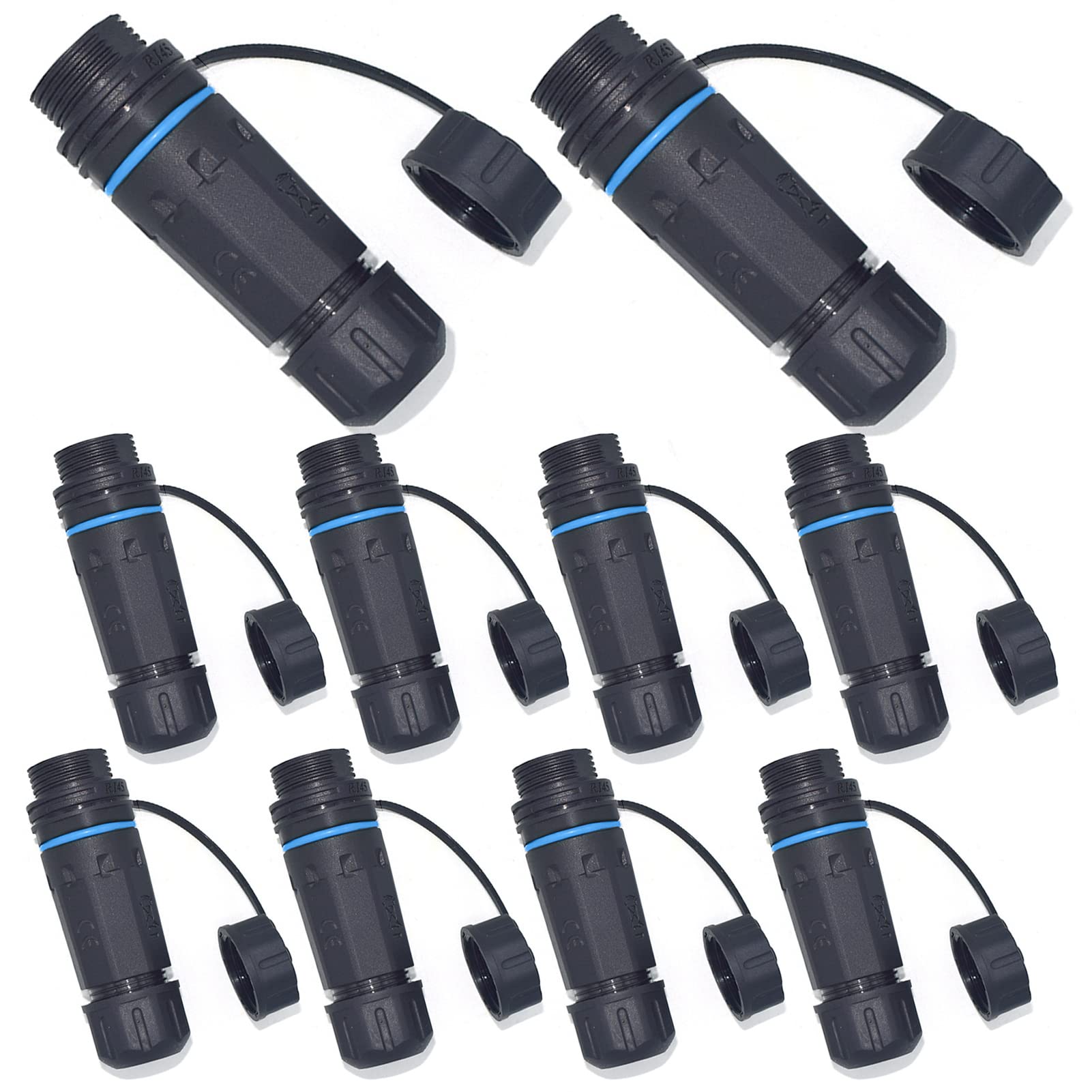 Anmbest 10Pcs Shielded Rj45 Waterproof Panel Mount Connector Ip68 Cat5/5E/6 8P8C Ethernet Lan Cable Coupler Female To Female Out