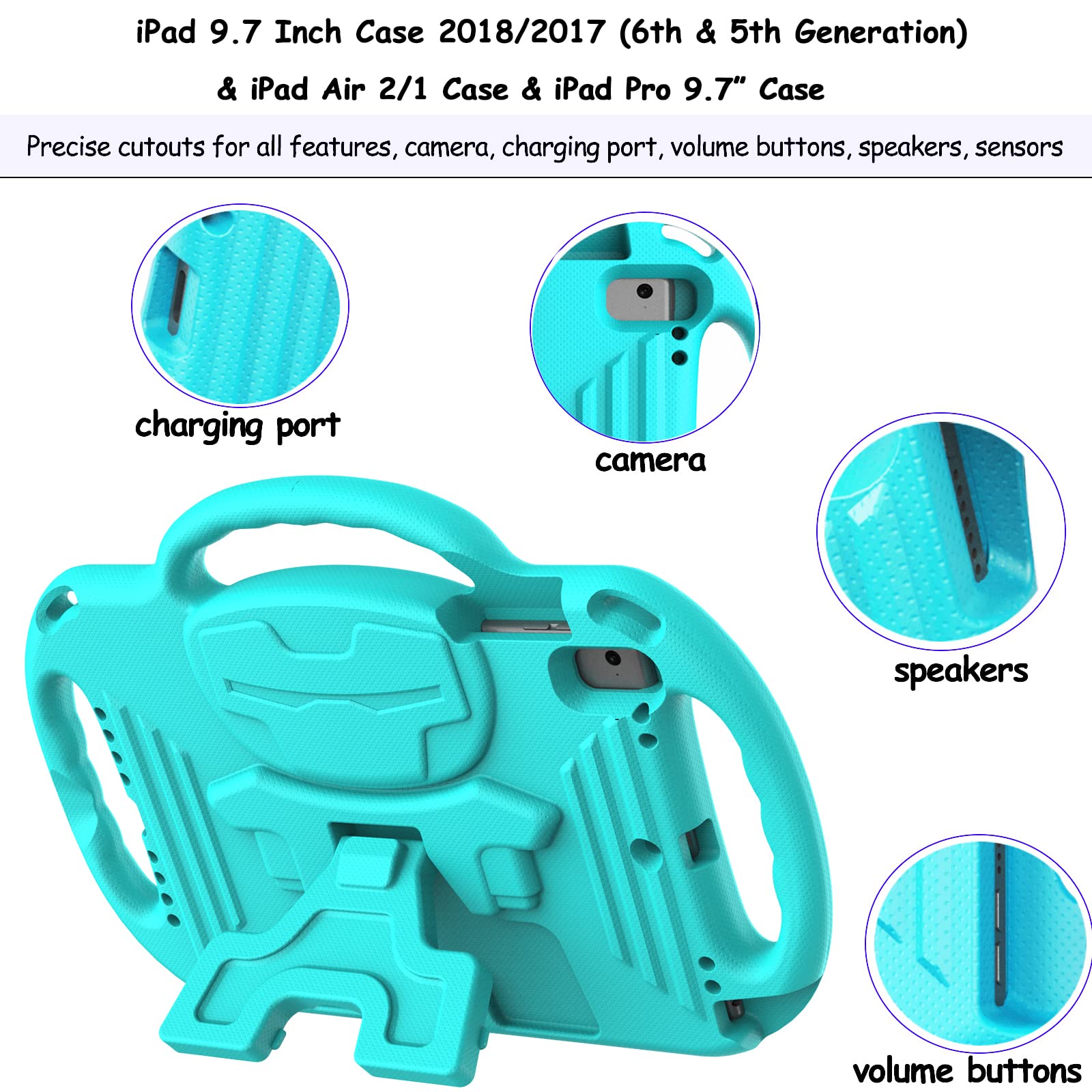 Ltrop Ipad 6Th Generation Case, 9.7 Ipad Case 2018, Ipad 9.7 Inch Case   Light Weight Shock Proof Handle Stand Shoulder Strap Ki