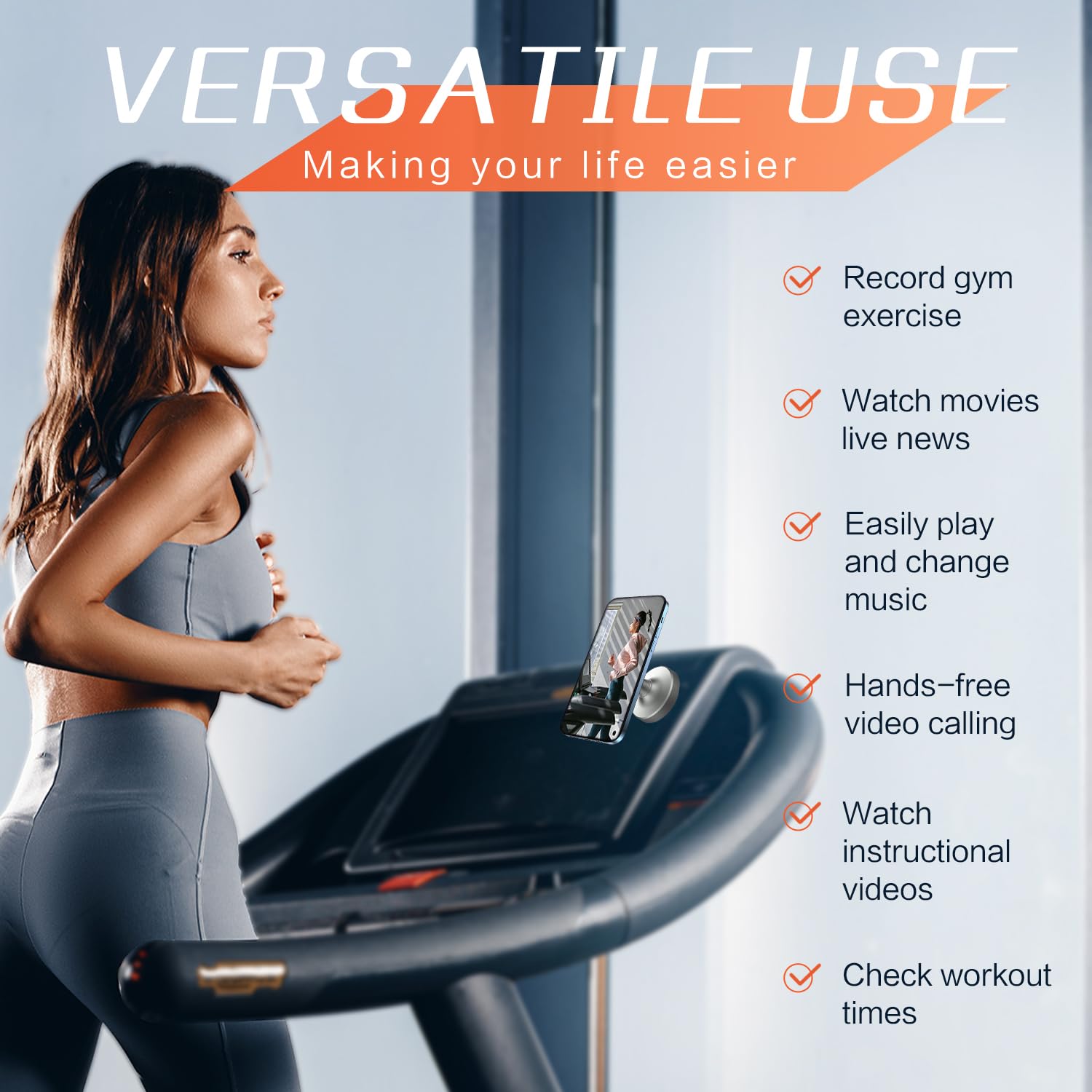 Efocakiox Dual Magnetic Phone Holder For Gym, Gym Magnet Phone Mount&Holder For Videos & Photos, Attaches To Any Metal Surface-