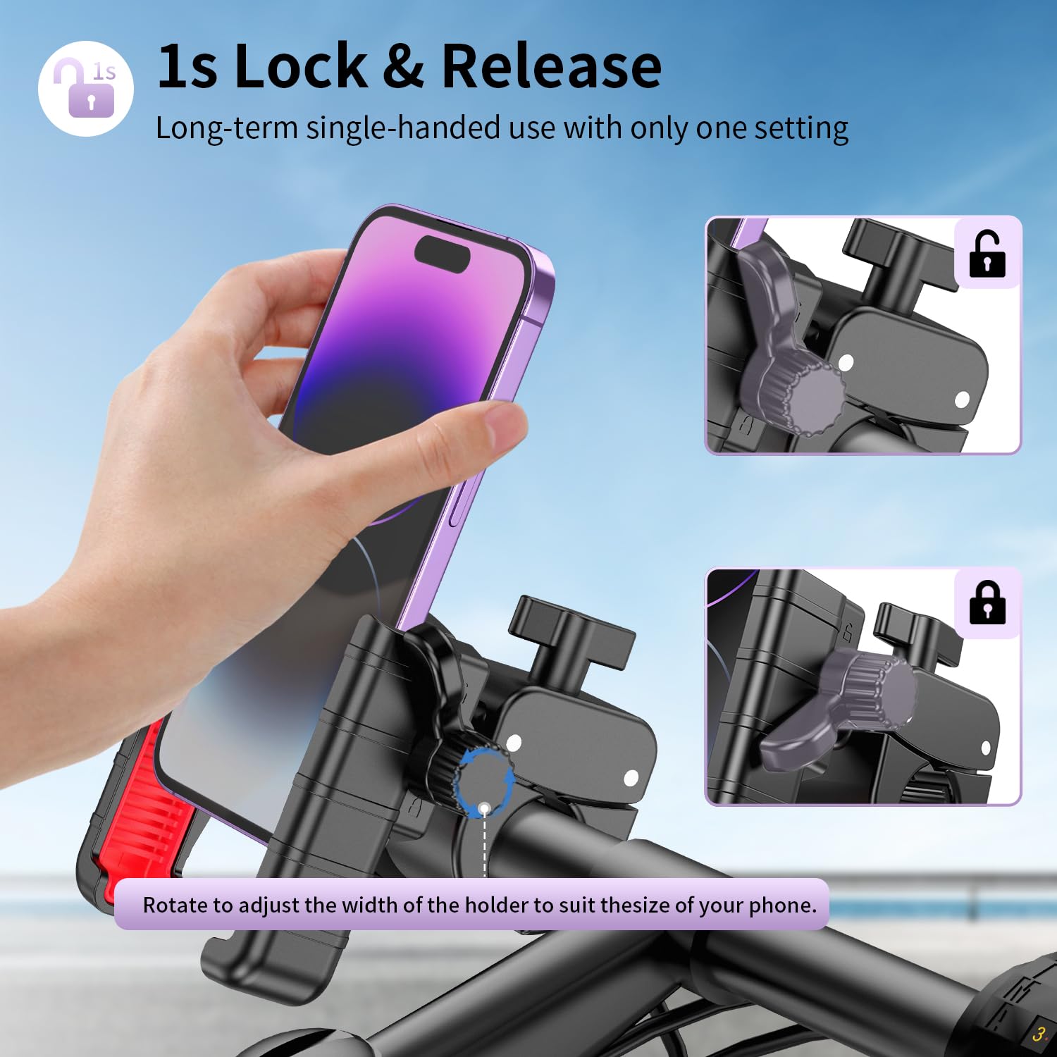 Bike Phone Mount Holder, [Camera Friendly] Motorcycle Phone Mount For Electric Scooter, Mountain, Dirt Bike And Motorcycle   360