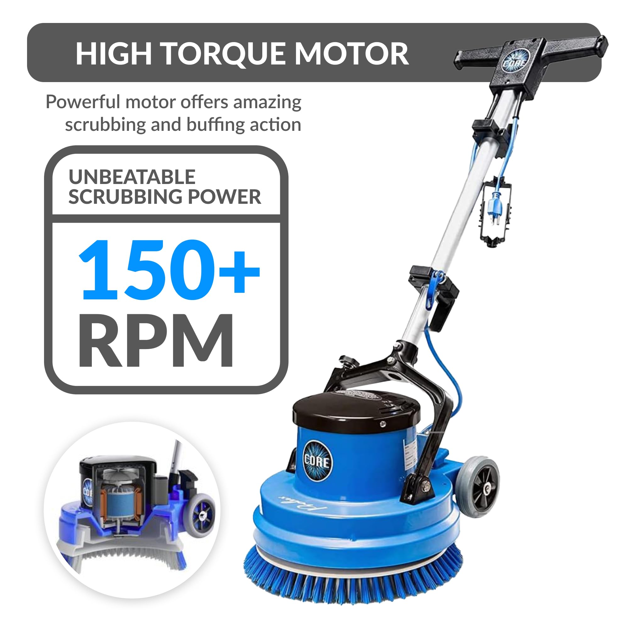 Prolux Core Heavy Duty Single Pad Commercial Polisher, Floor Buffer Machine, Scrubber, 15 Inch Commercial Duty