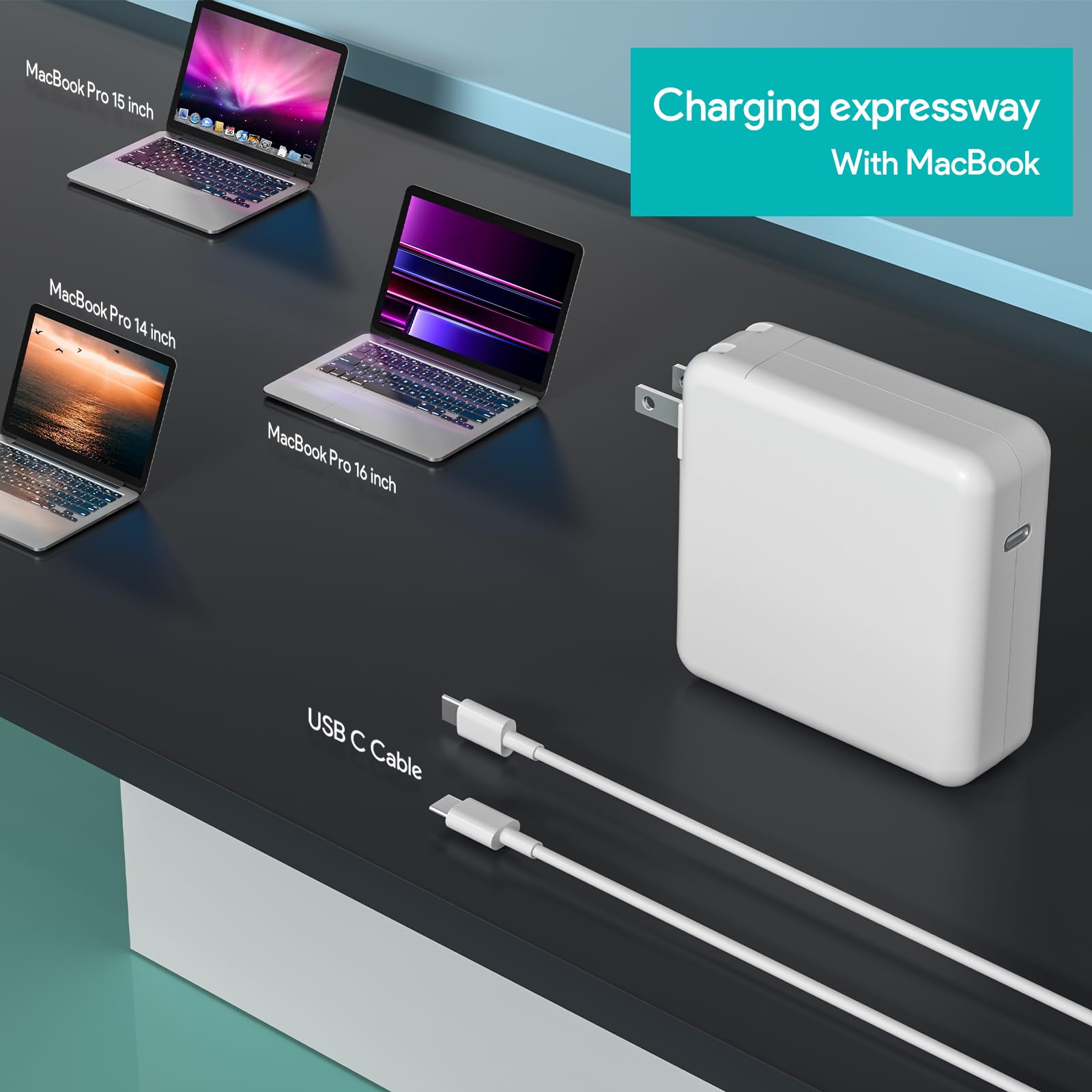 Mac Book Pro Charger   96W Usb C Charger Fast Charger For Usb C Port Macbook Pro & Macbook Air, Ipad Pro, Samsung Galaxy And All
