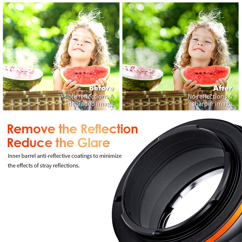 K&F Concept Lens Mount Adapter Compatible For Contax/Yashica (C/Y) Lens To Sony Alpha Nex E Mount Cameras With Matting Varnish Compatible For Sony Nex 3 Nex 3C Nex 3N Nex 5