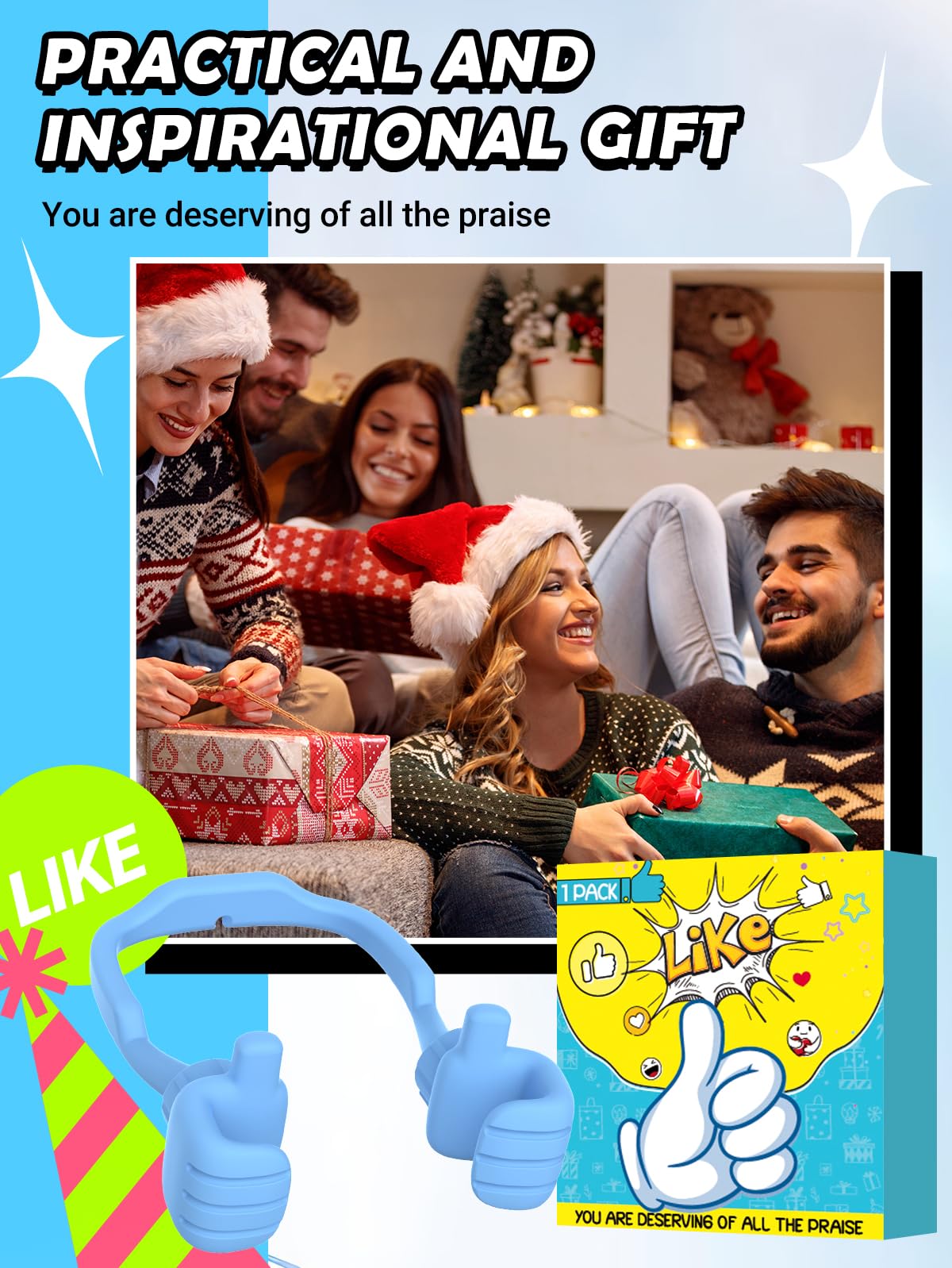 Stocking Stuffers For Teen Boys Girls Kids Christmas: Thumbs Up Lazy Phone Stand Holder Gift For Men Women Adults Funny Gadgets