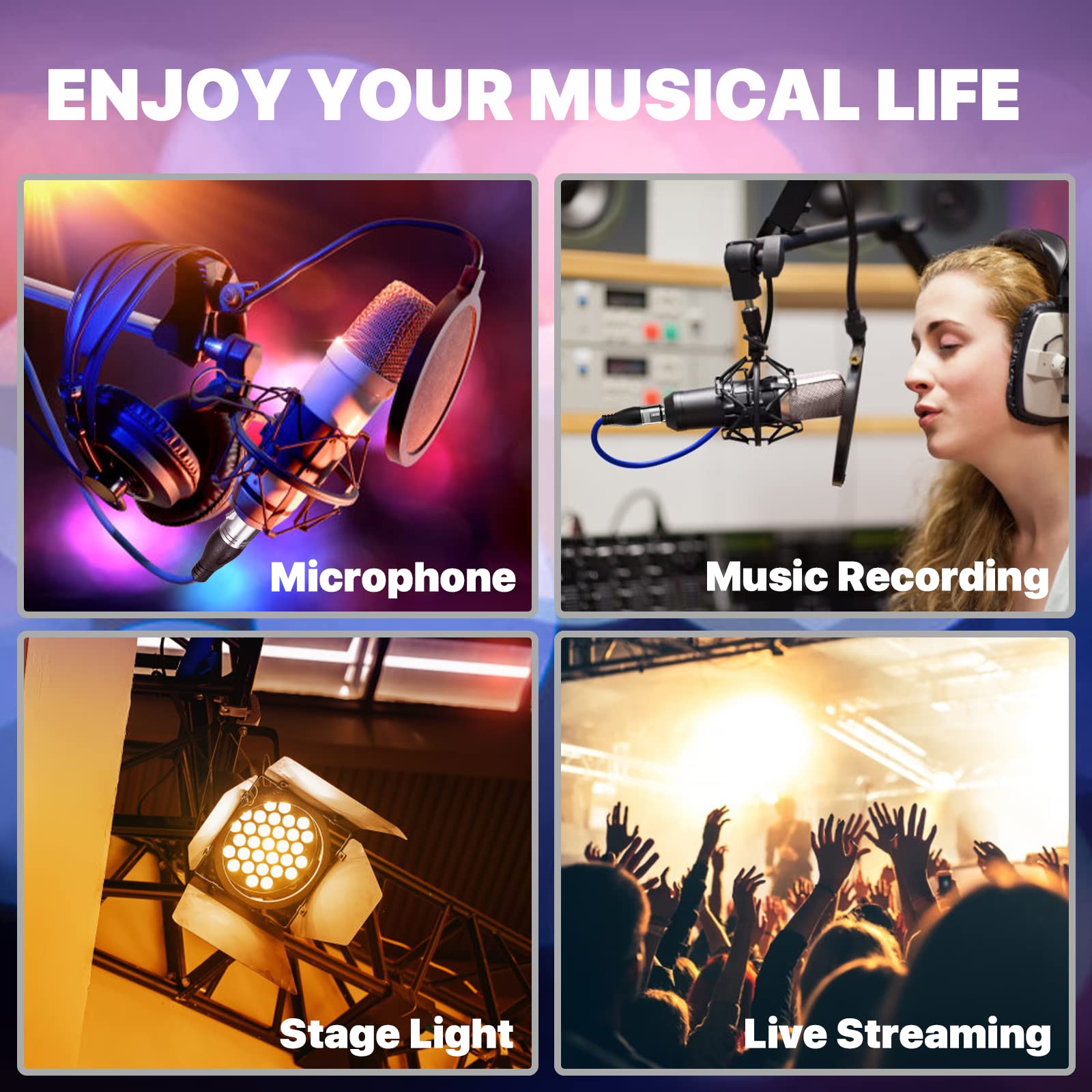 Ebxya Xlr Cable 25Ft 6 Packs   Premium Balanced Microphone Cable With 3 Pin Xlr Male To Female Mic Speaker Cable, (Red, Orange,