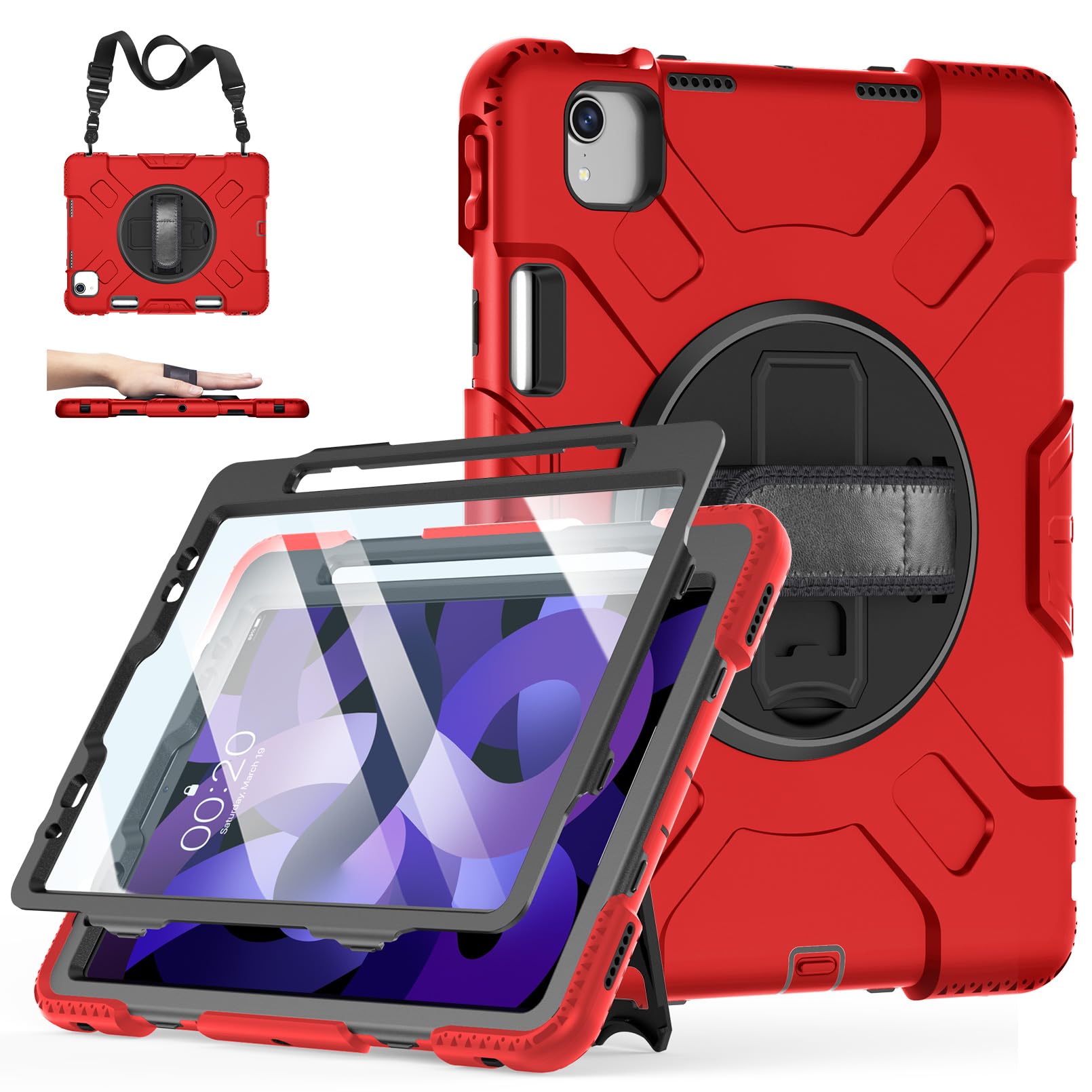 Case For Ipad Air 6Th/ 5Th/ 4Th Generation (2024/2022/ 2020): Cover For Ipad Air 11 Inch/Ipad 10.9 Inch With Screen Protector  S