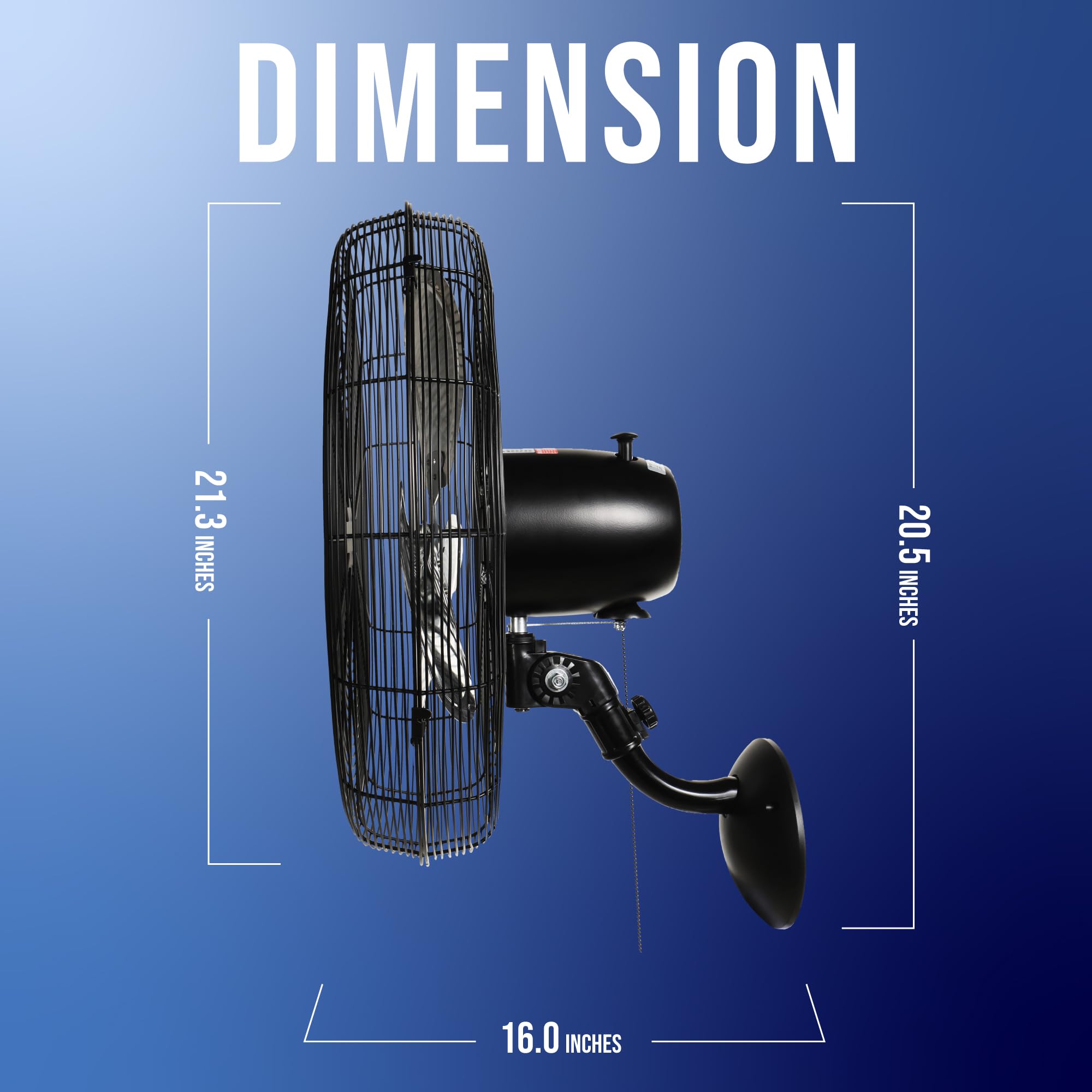 Tornado 20 Inch Pro Series High Velocity Oscillating Wall Mount Fan For Industrial, Commercial, Residential Use 3 Speed 5250 Cfm