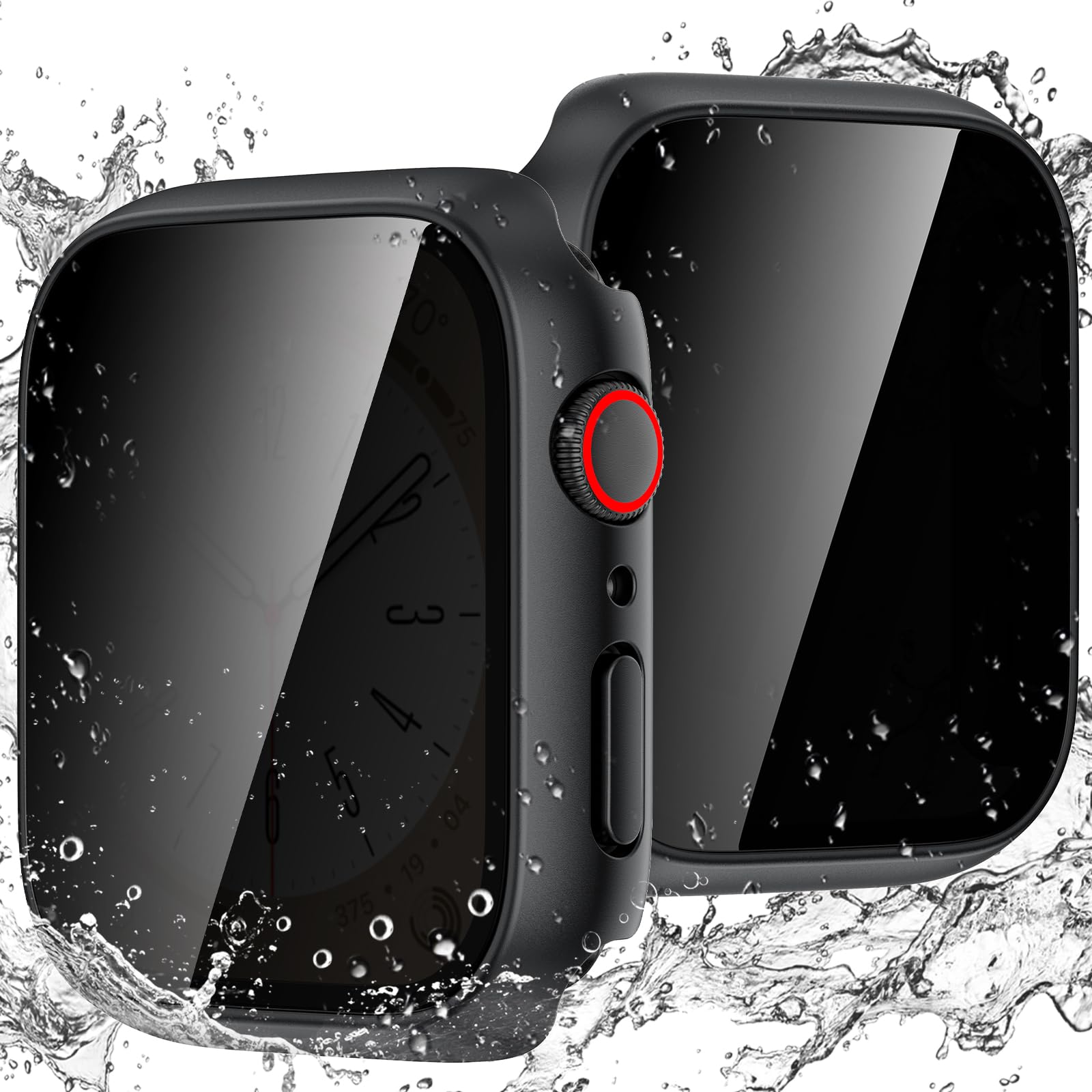 Goton Waterproof Privacy Case for Apple Watch Screen Protector, Anti-Spy Tempered Glass Film iWatch Cover Hard PC Case Bumper fo