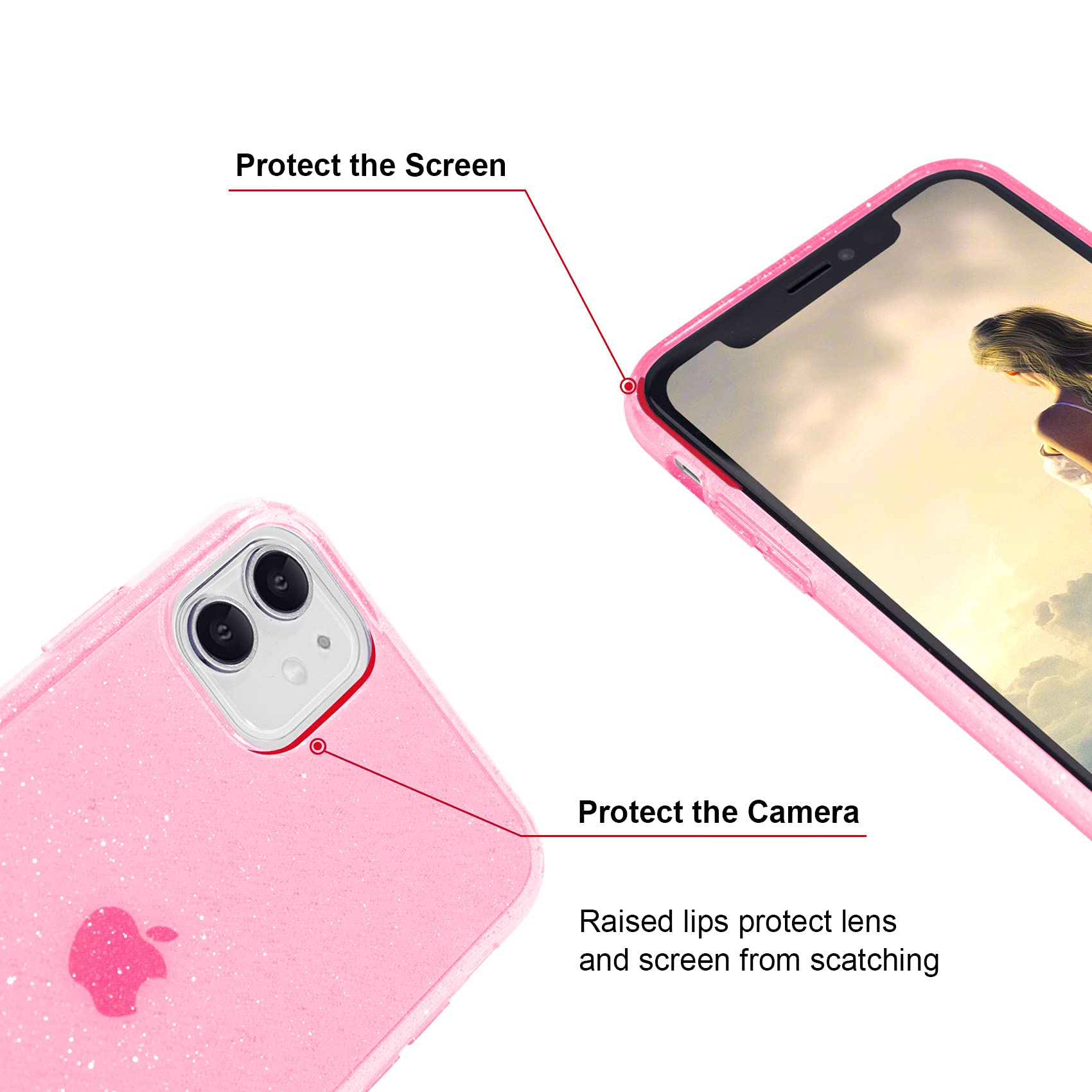 Jjgoo Compatible With Iphone 11 Case, Glitter Sparkle Bling Anti Scratch Shockproof Protective Flexible Phone Cases Cute Slim Th