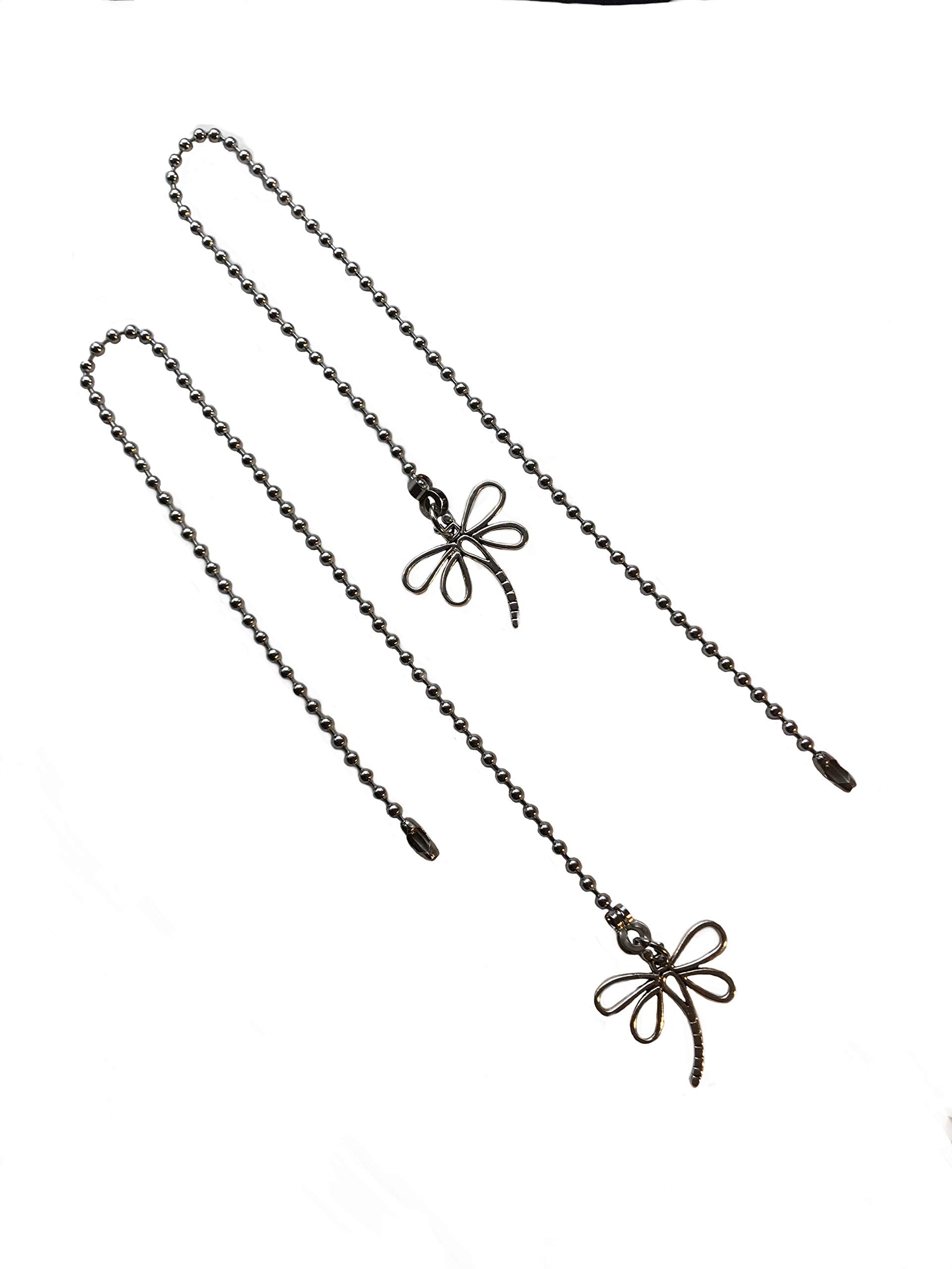 Dragonfly Silver Tone Fan Light Pull Chain Replacement Extender Set 3.2Mm