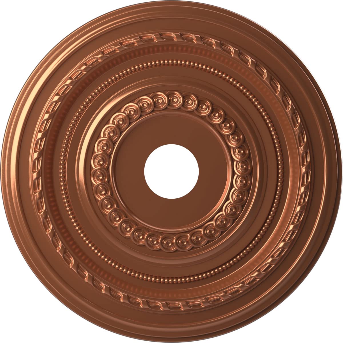 Ekena Millwork CMP22COBCO Cole Thermoformed PVC Ceiling Medallion (Fits Canopies up to 6), 22OD x 3 1/2ID x 1P, Bright Coat Copp