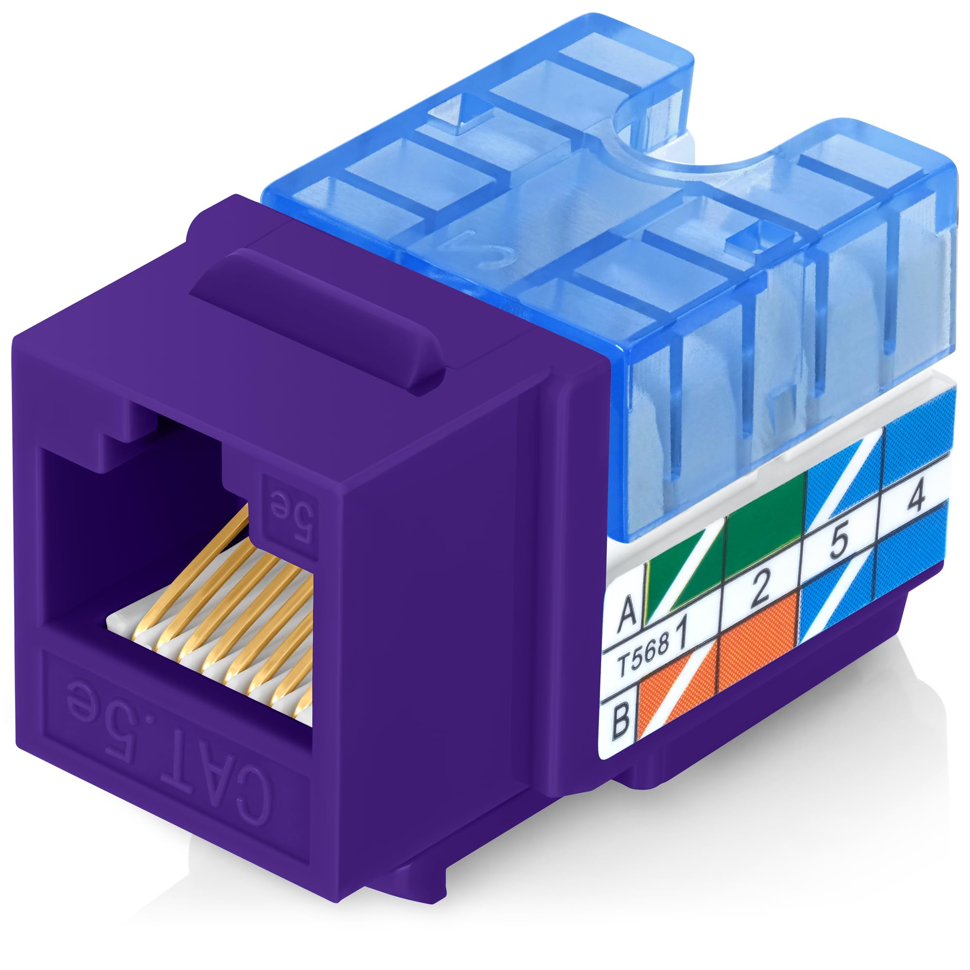 Everest Media Solutions 90 Angled Cat5E Keystone Jack In Purple   Slim Profile Rj45 Ethernet Connector   Compatible With 90 Angl