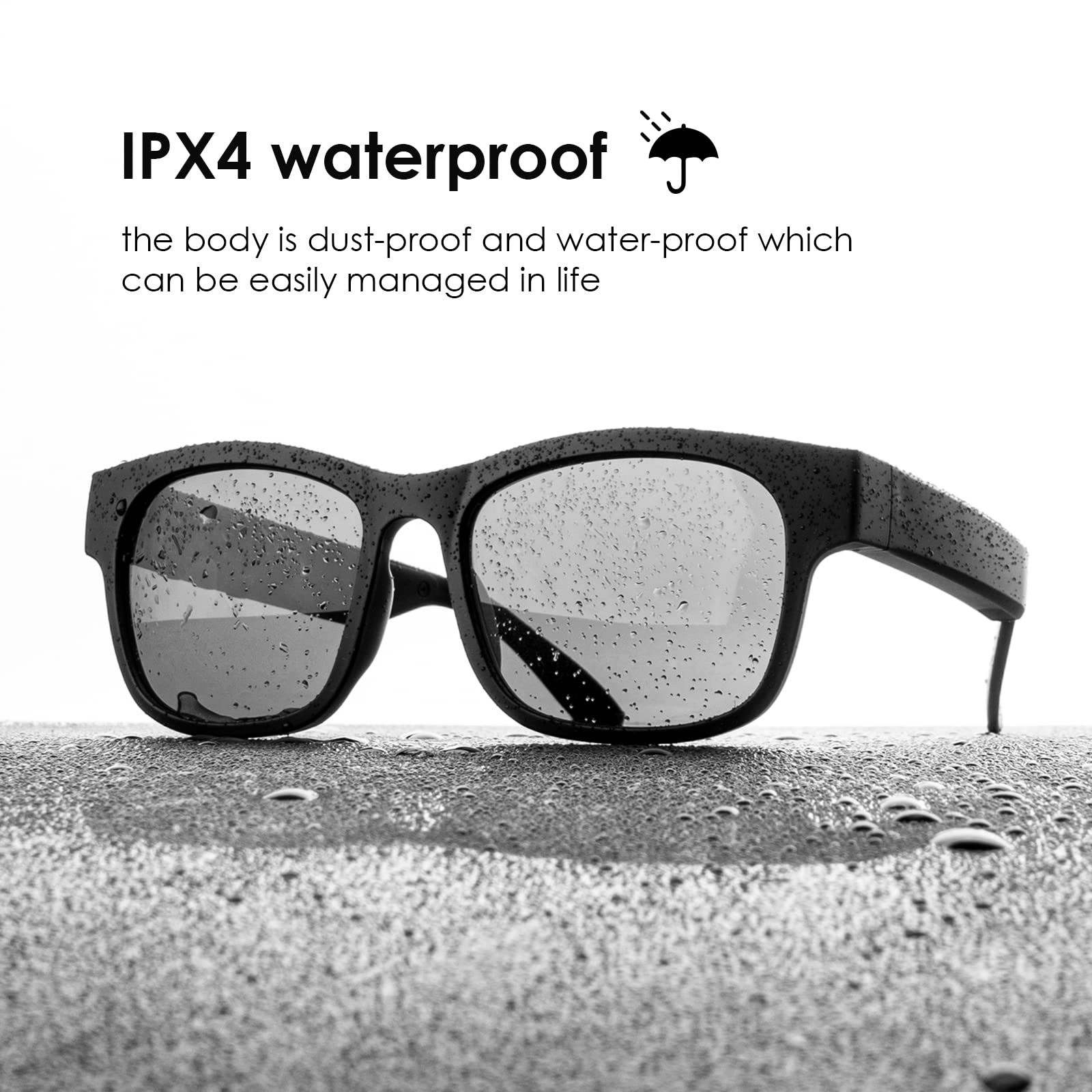 Smart Glasses Wireless Bluetooth Sunglasses Open Ear Music&Hands Free Calling,For Men&Women,Polarized Lenses,Ipx4 Waterproof,Con