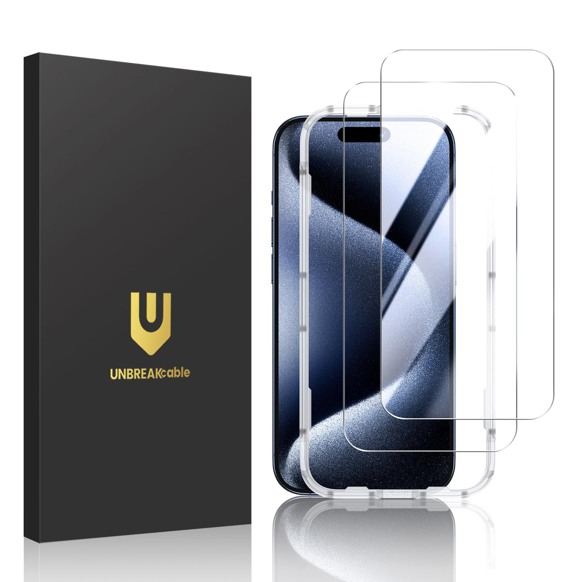 Unbreakcable Shatterproof Tempered Glass Screen Protector For Iphone 15 Pro Max [2 Pack][Easy Installation Frame] [9H Hardness]