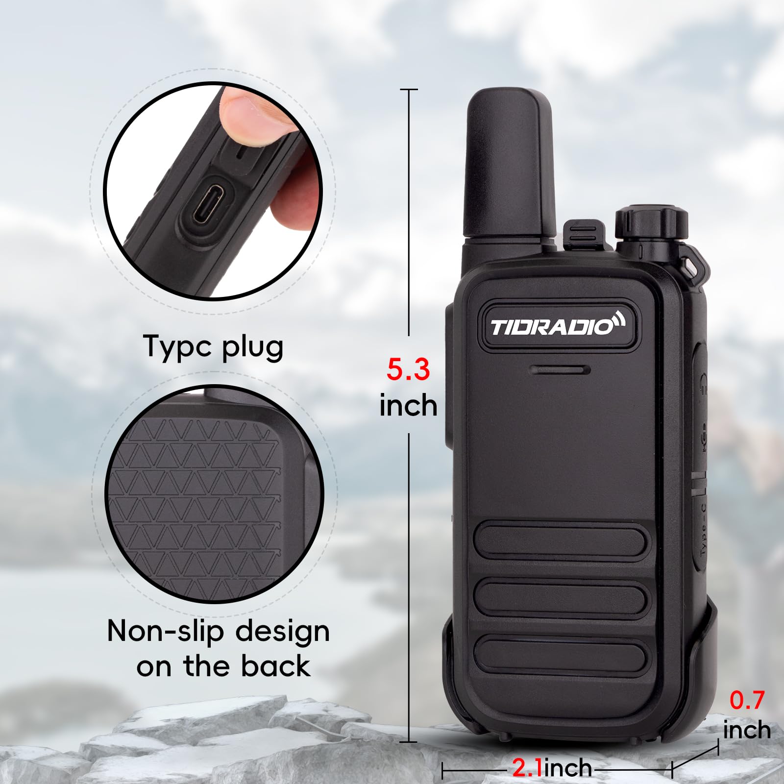 Tidradio Td M11 Two Way Radio,Ip65 Waterproof Walkie Talkies With Led Display,Noaa Weather Handheld Frs Radio Long Range For Ind