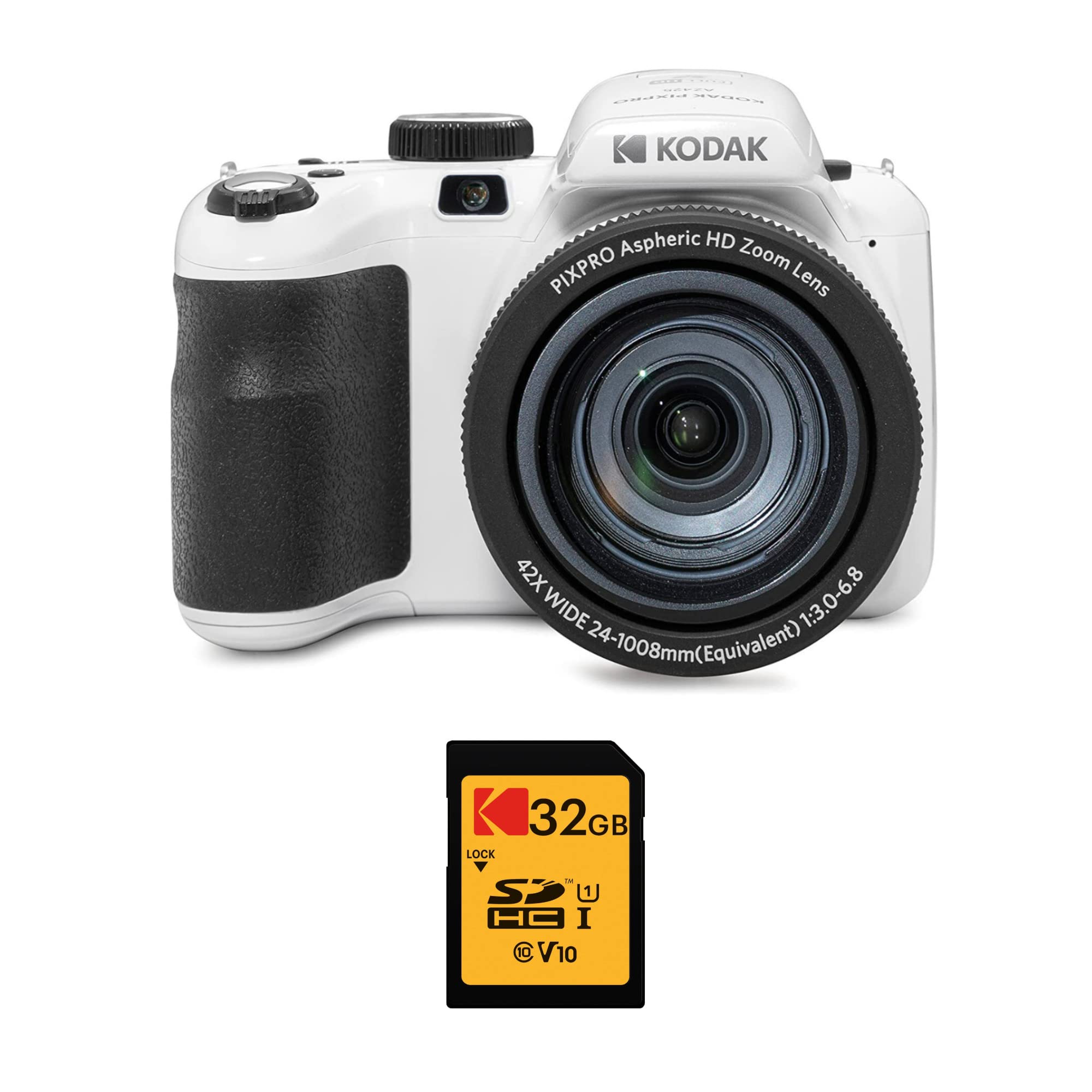 Kodak PIXPRO AZ425 Astro Zoom 20MP Digital Camera with 42x Optical Zoom (White) Bundle with Kodak 32GB SD Card (2 Items)