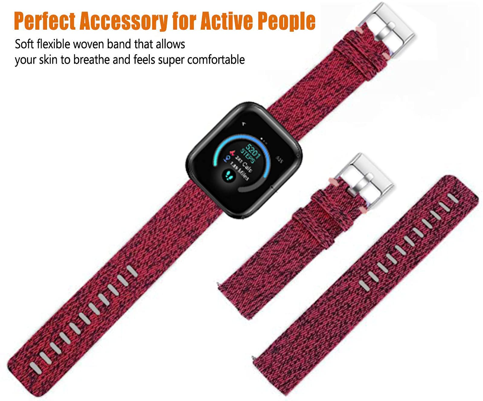 Lamshaw Gt01 Smartwatch Band, Breathable Nylon Woven Fabric Replacement Accessory Strap Compatible For Dirrelo Gt01 / Letscom Gt