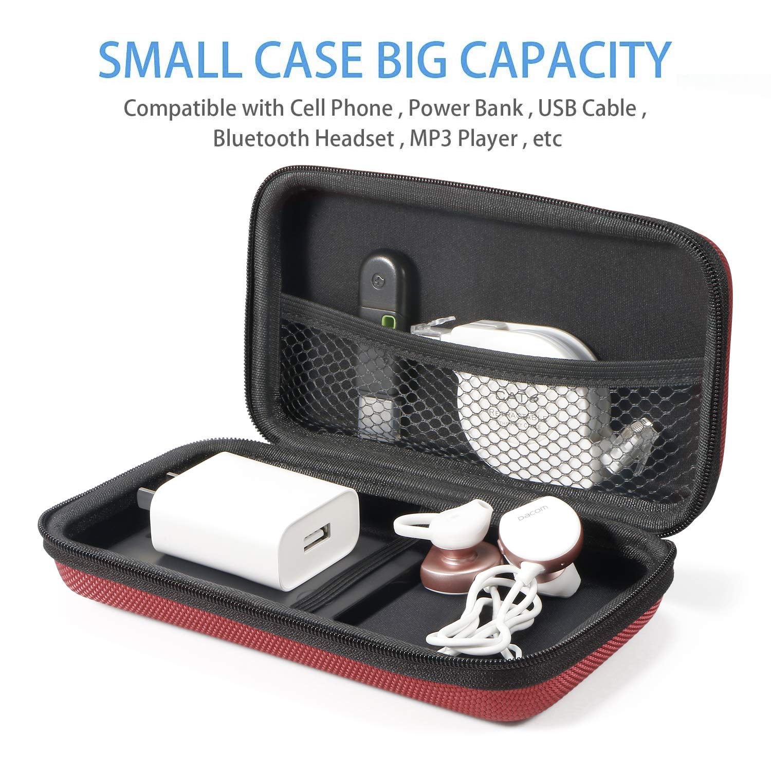 Glcon 3 Colors Hard Eva Protective Case Portable Storage Case For Charging Cable, Power Bank, Hard Drive, Cell Phone, External B