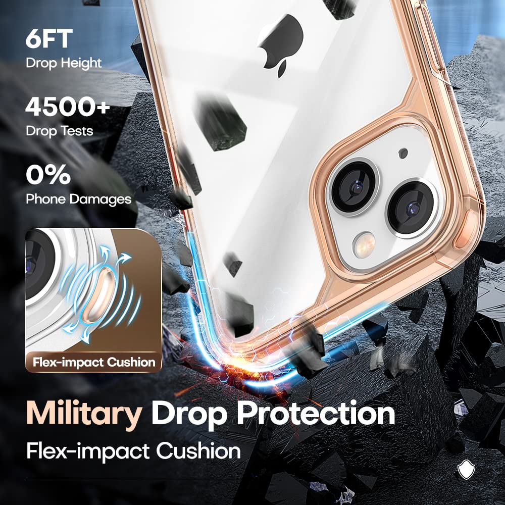 Tauri 5 In 1 For Iphone 13 Case Rose Gold, [Military Grade Drop Protection] Slim Shockproof Phone Lanyard Case 6.1 Inch