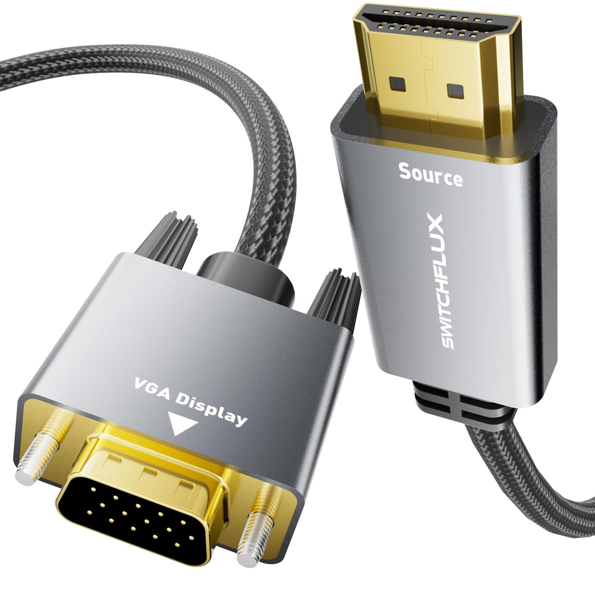 Hdmi To Vga Adapter Cable 10Ft [Metal Case, Nylon Cable] 1080P@60Hz Hdmi Male To Vga Male Uni Directional Braided Cord For Compu