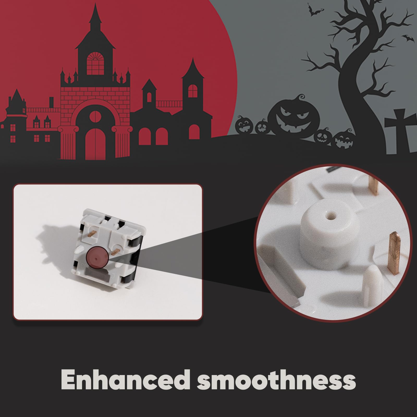 Akko Dracula Linear Keyboard Switch For Mechanical Gaming Keyboard, 5 Pin 35Gf Pre Lubed Switches With Standard Mx Structure (45