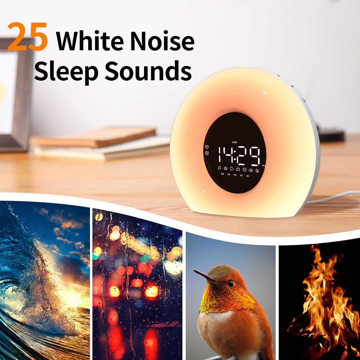 Orangelight Wake Up Light Sunrise Alarm Clock For Bedroom Sunrise Sunset Simulation 25 Natural Sounds 13 Colors Light Dual Alarm