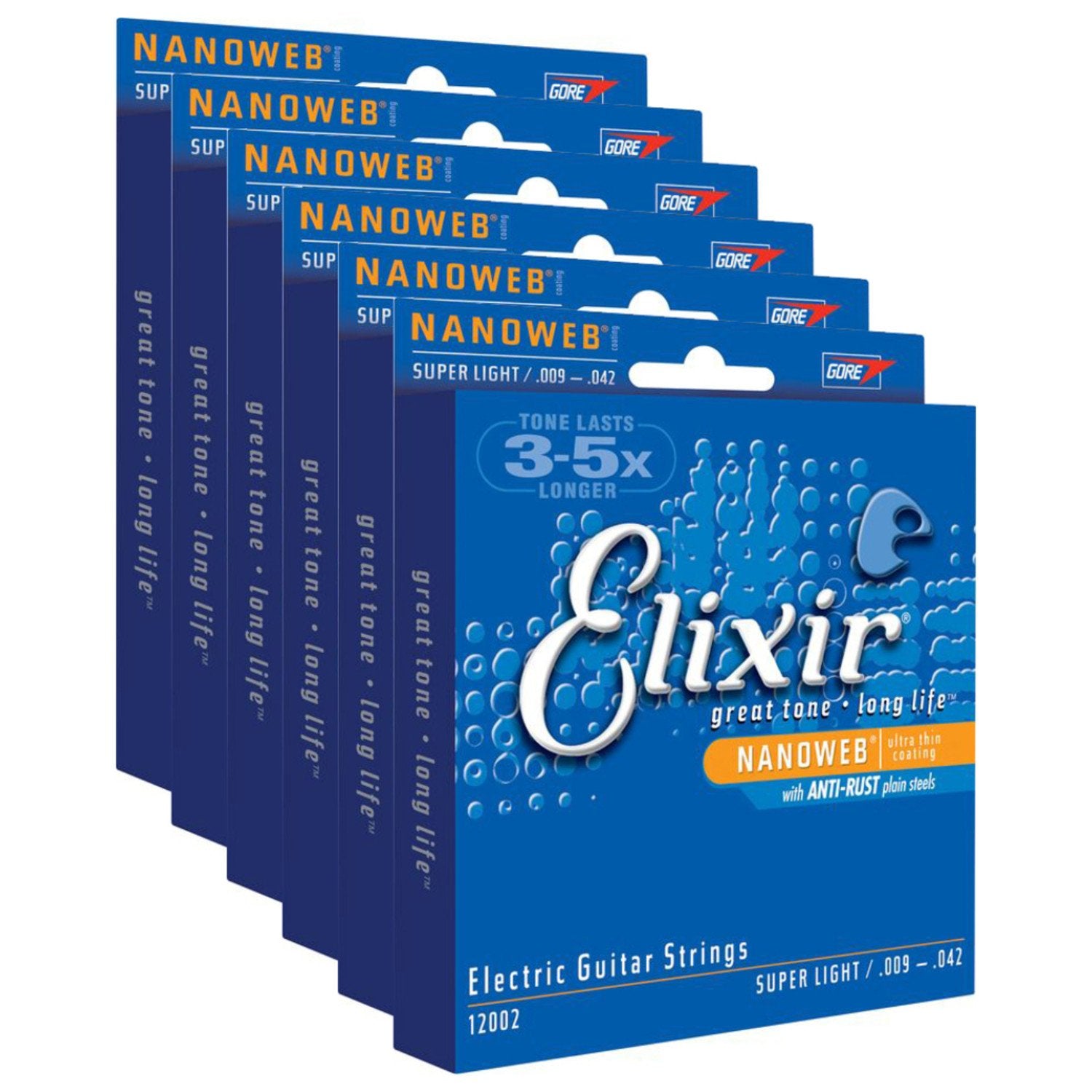 6 Sets Of Elixir 12002 Super Light Electric Strings (9 42) (Nanoweb)