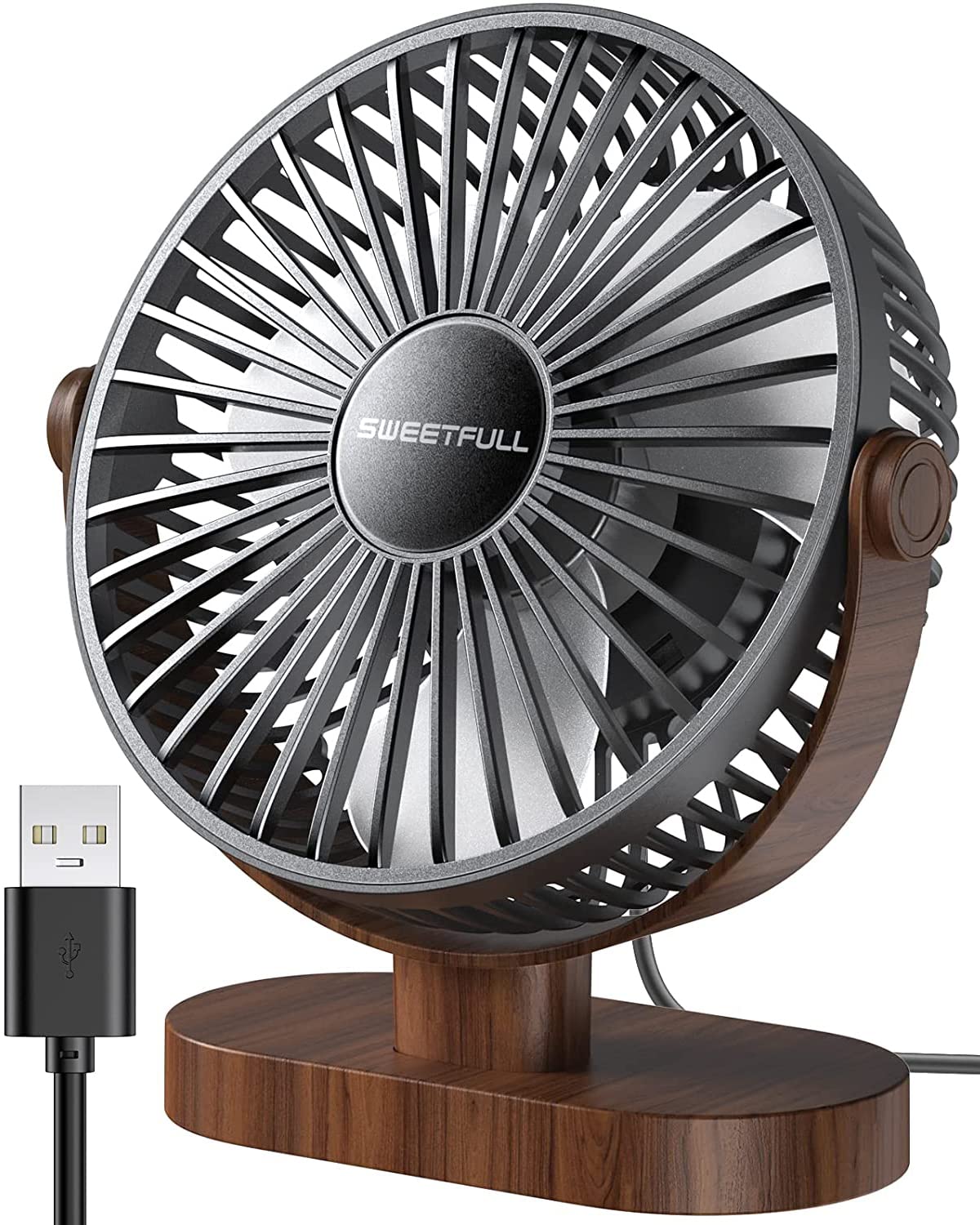 Sweetfull 6.5 Inch Usb Small Desk Fan, 3 Speeds Quiet Portable Desktop Table Fan, 360 Adjustment Personal Mini Fan For Home Offi