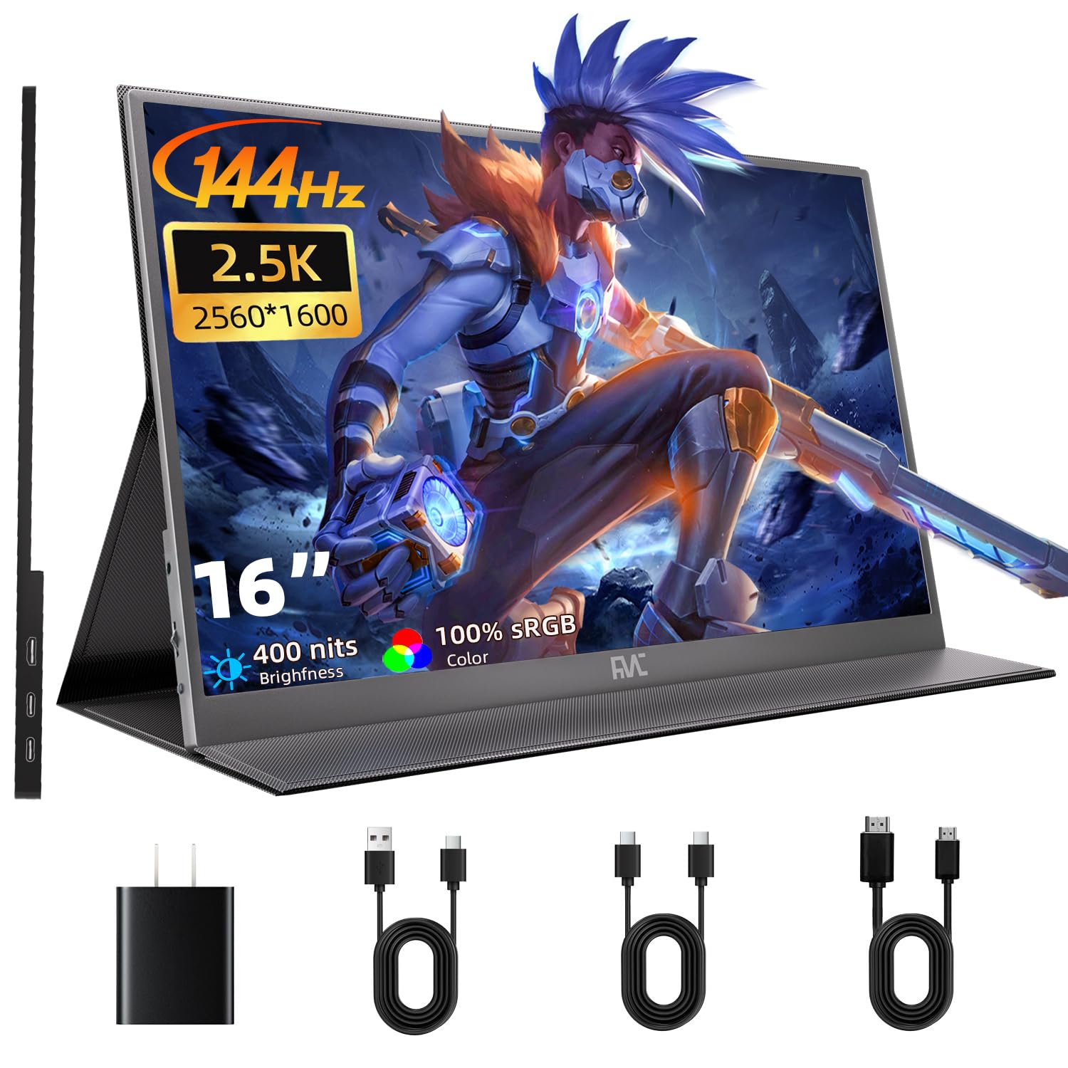 16 Inch 2.5K Portable Monitor For Laptop 2560 X 1600 Qhd 144Hz Usb C, Hdmi Portable Screen For Laptop Compatible With Windows, M