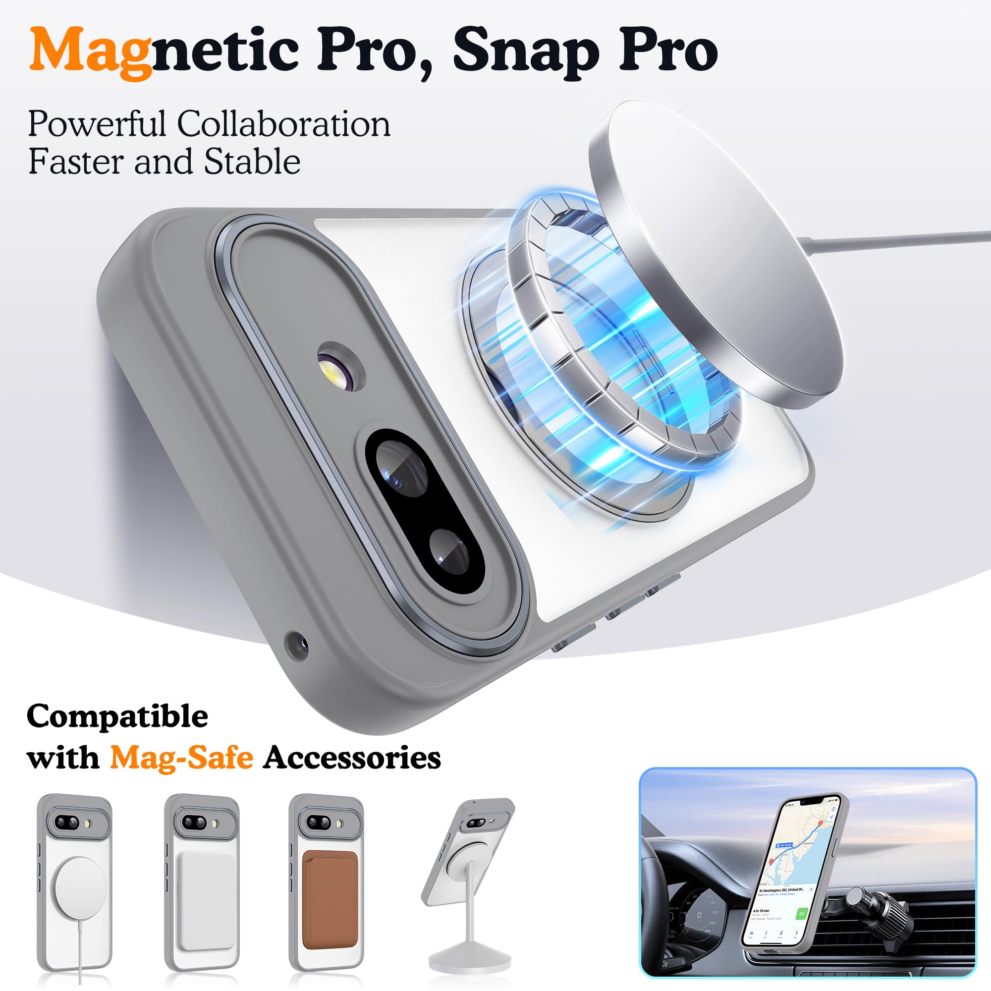 Amoraaqua Compatible With Google Pixel 9 Pro Xl Case With 360 Magnetic Ring Stand [Compatible With Mag-Safe ] Shockproof Translu