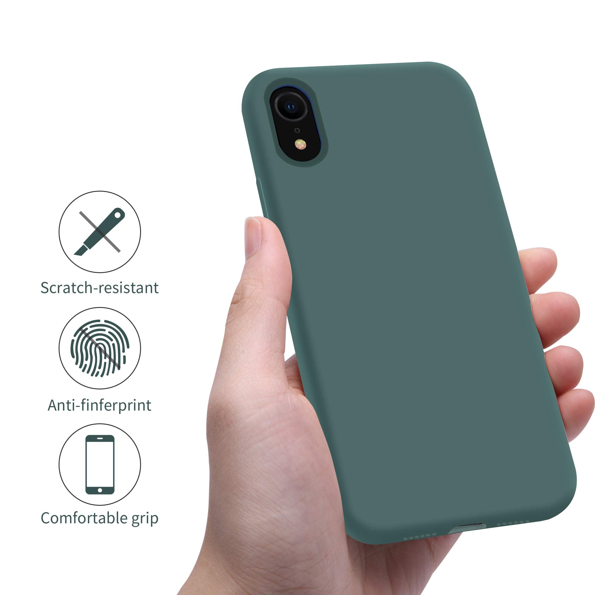 OTOFLY iPhone XR Case - Military Grade Silicone Rubber Bumper - Pine Green - Full-Body Protection for iPhone XR 6.1 inch