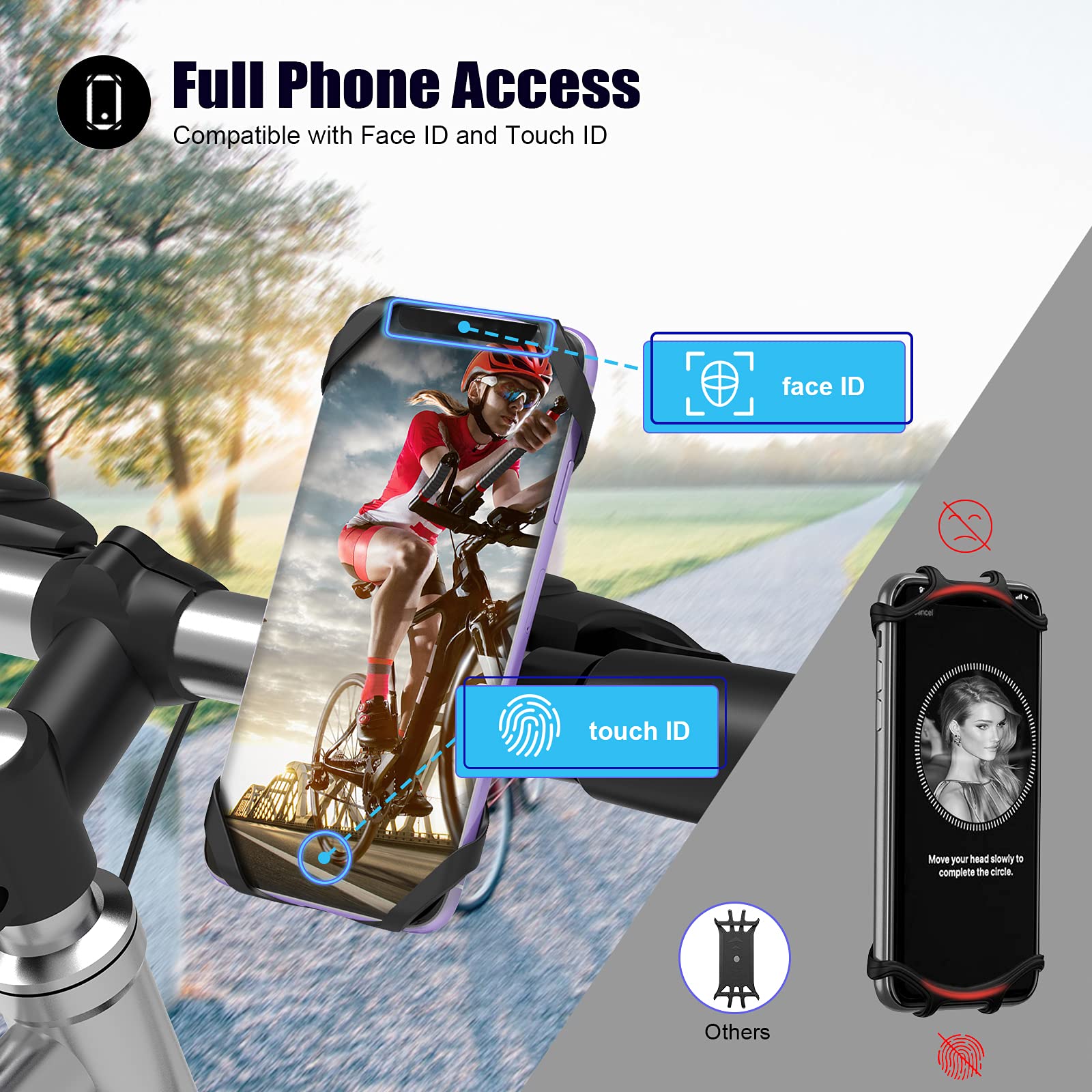 Deerfun Detachable Bike Phone Holder, Universal Bicycle Motorcycle Cell Phone Mount, 360