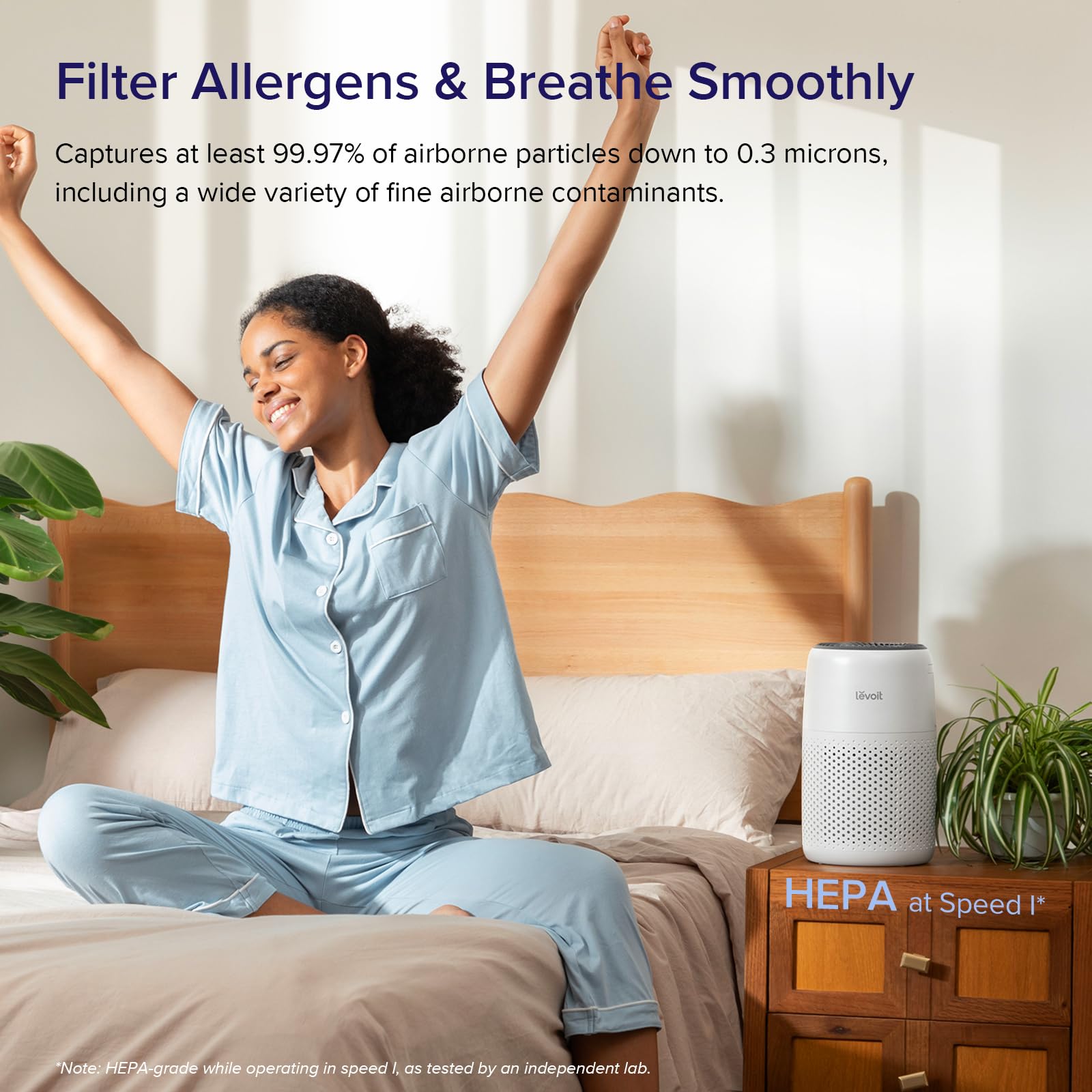 LEVOIT Air Purifier, Core Mini-P, AHAM Verified, 3-in-1 Filter, White, Portable for Smoke, Allergens, Odor, Dust