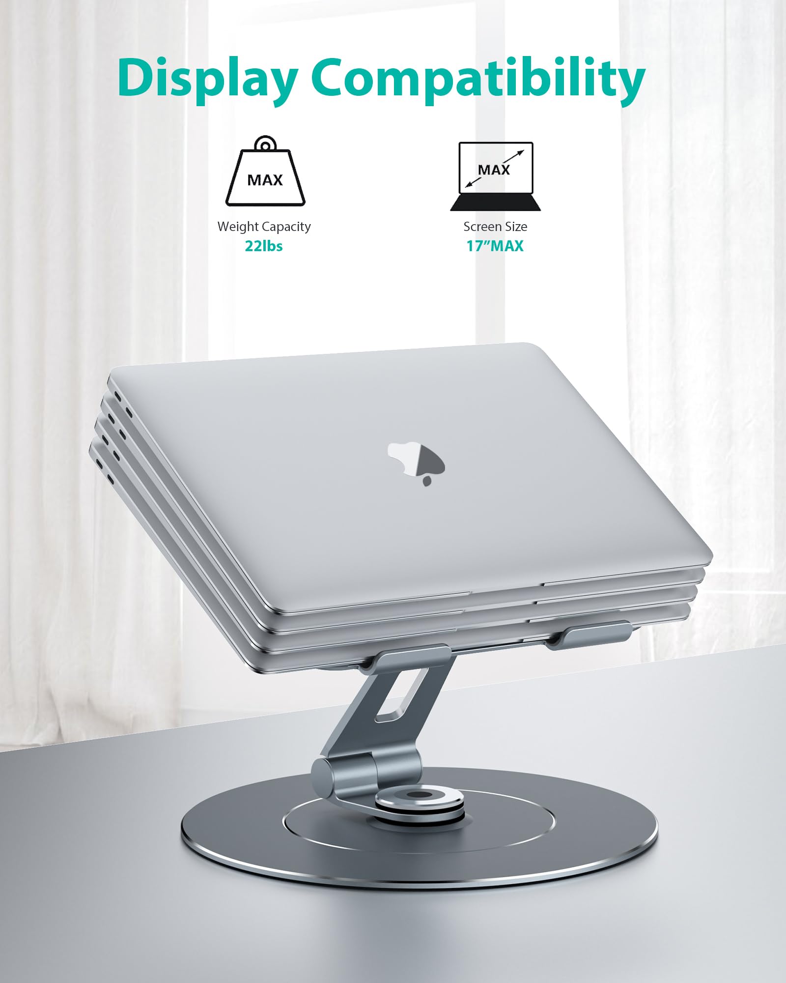 Portable Laptop Stand,Adjustable Laptop Riser,360 Rotating Laptop Stand With Phone Holder,Foldable Laptop Stand For Desk,Ergonom