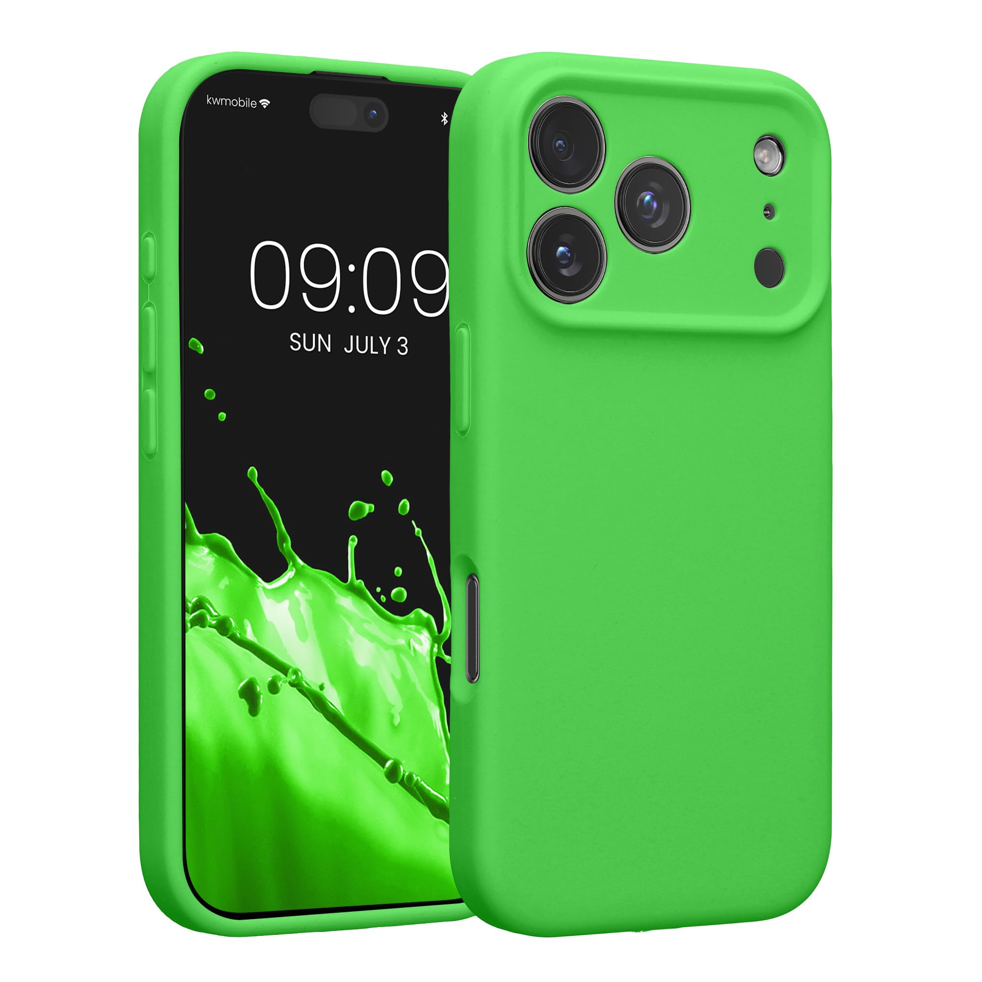 kwmobile Case Compatible with Apple iPhone 17 Pro Case - Slim TPU Silicone Phone Cover - Soft Touch Finish - Lime Green